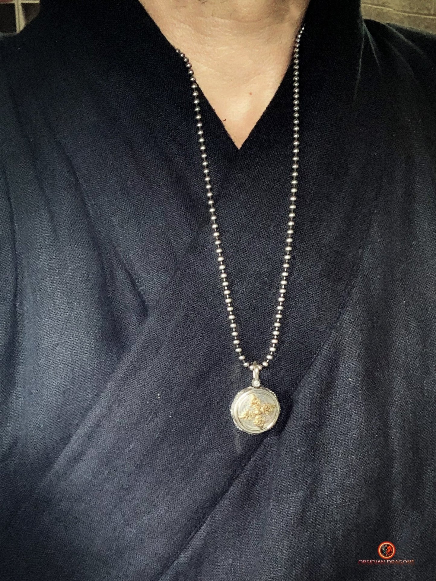 Amulette Bouddhiste en Argent - Double Dorje Rotatif | obsidian dragons