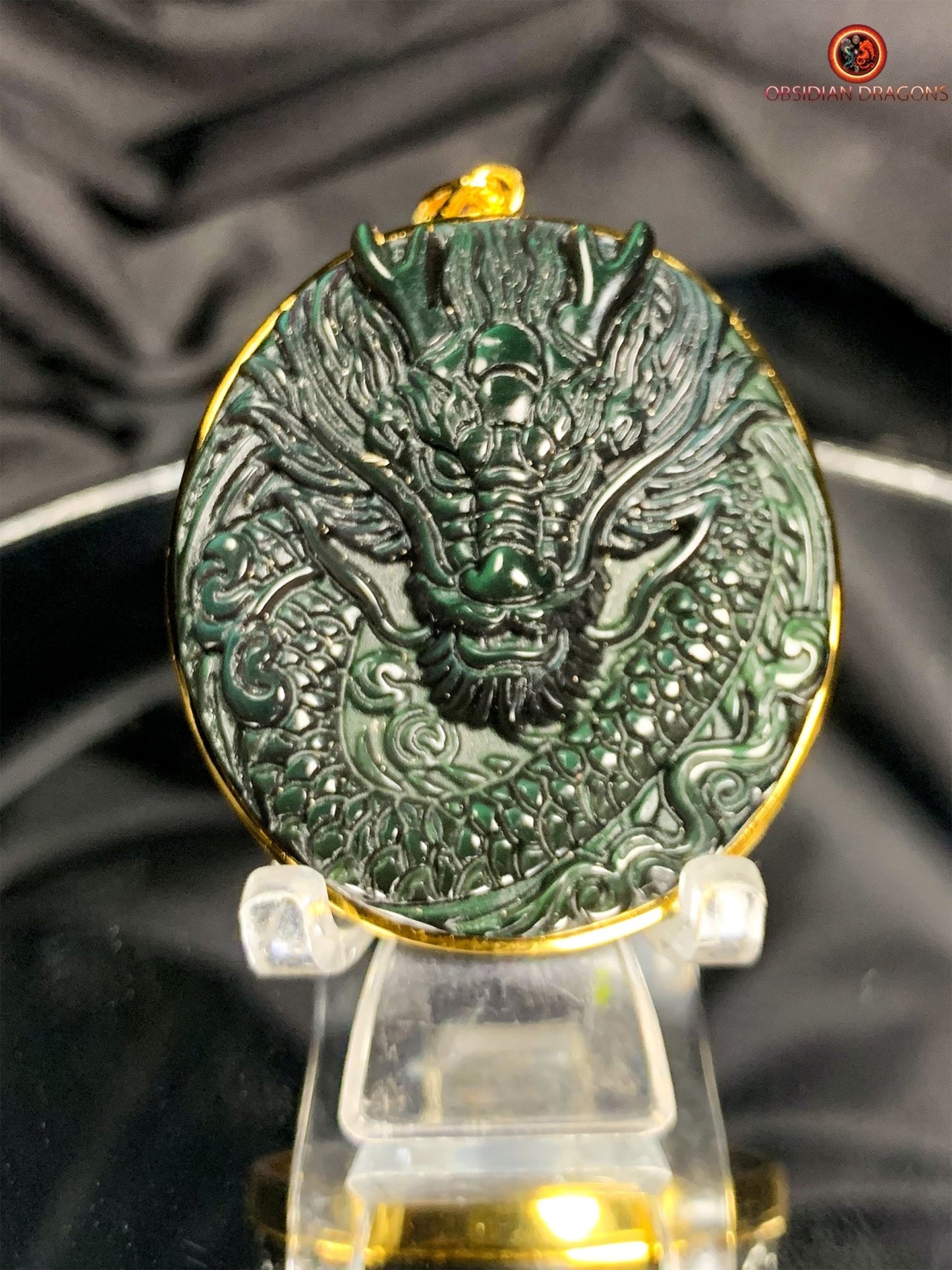 Amulette Dragon en Obsidienne Naturelle - Bijou Ésotérique | obsidian dragons