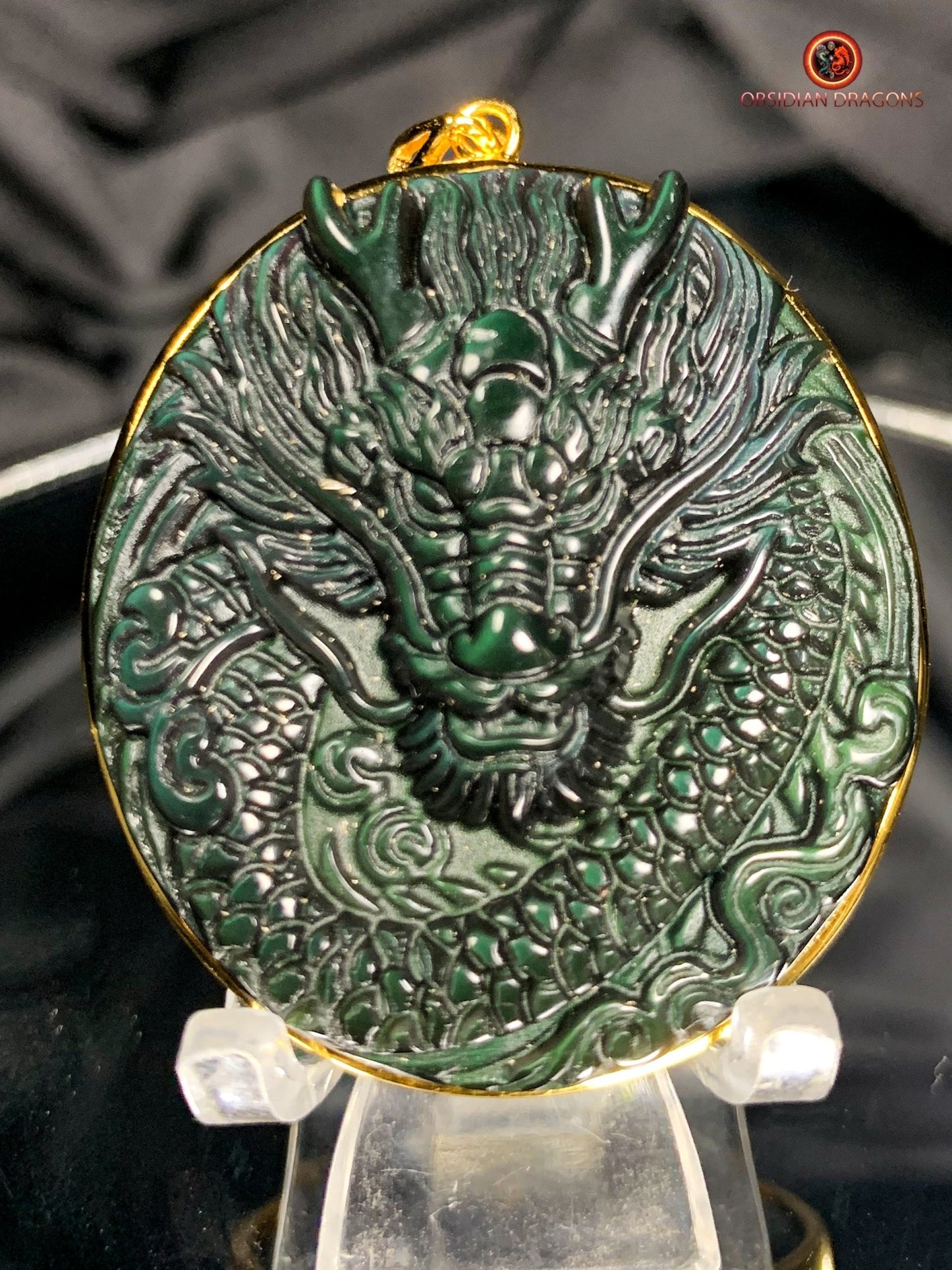Amulette Dragon en Obsidienne Naturelle - Bijou Ésotérique | obsidian dragons