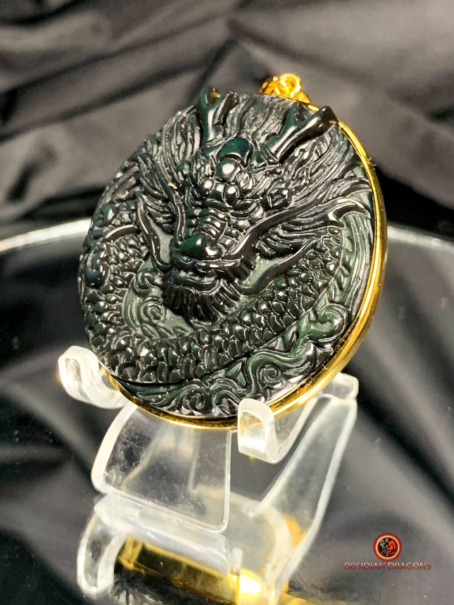 Amulette Dragon en Obsidienne Naturelle - Bijou Ésotérique | obsidian dragons