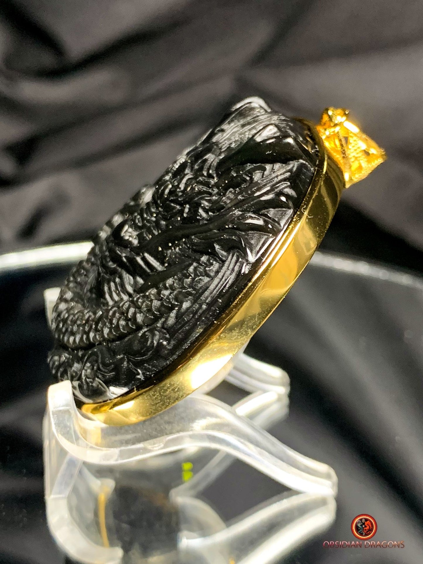Amulette Dragon en Obsidienne Naturelle - Bijou Ésotérique | obsidian dragons