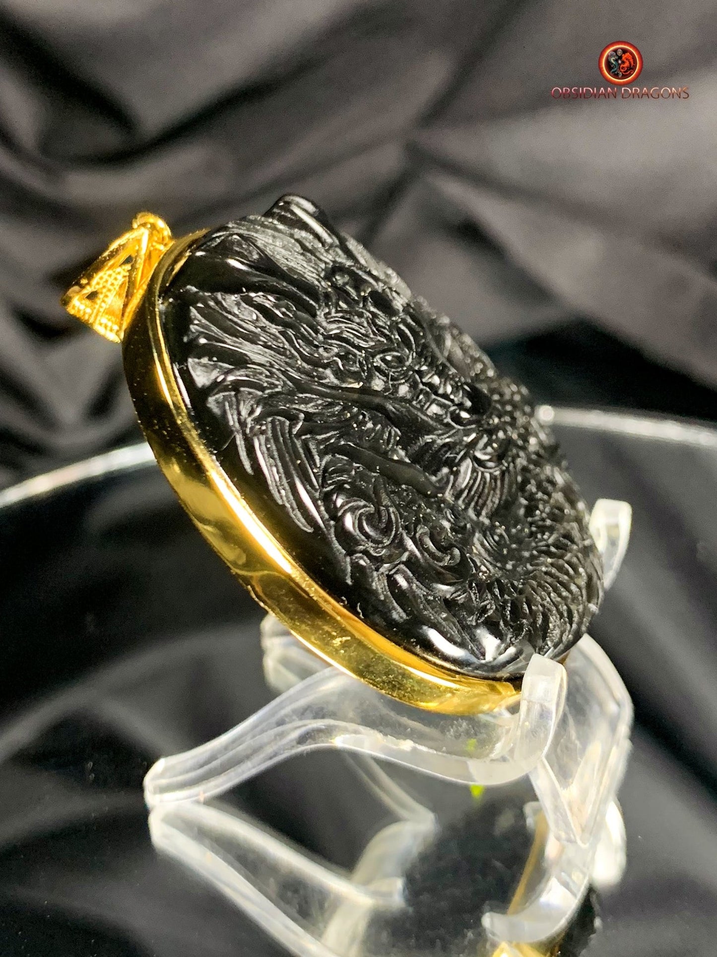 Amulette Dragon en Obsidienne Naturelle - Bijou Ésotérique | obsidian dragons