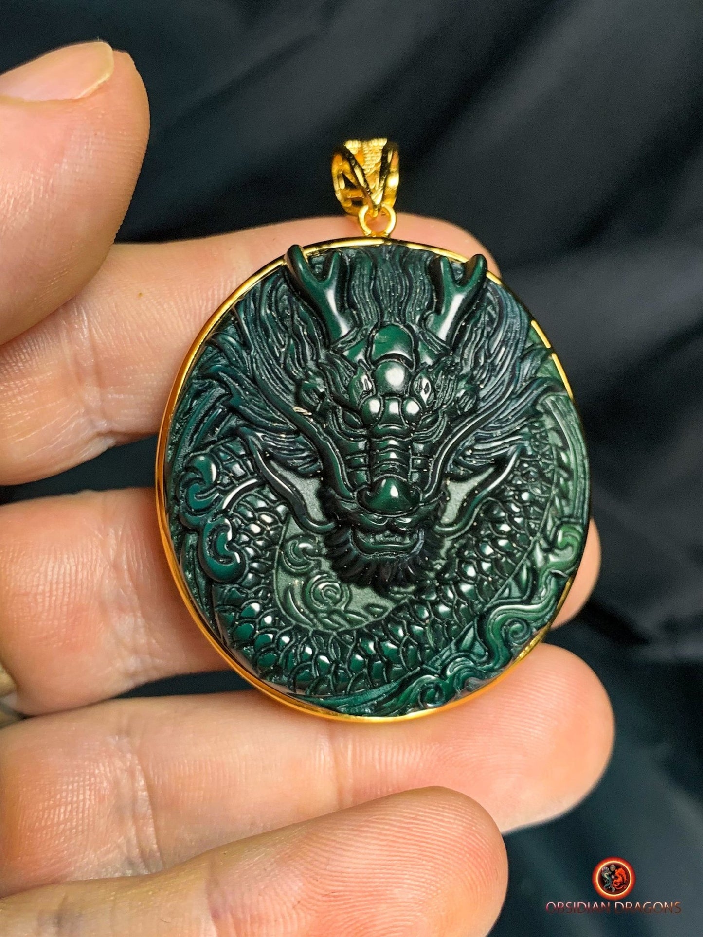 Amulette Dragon en Obsidienne Naturelle - Bijou Ésotérique | obsidian dragons