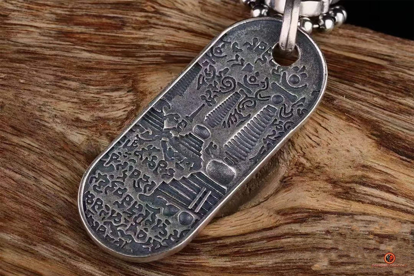 Amulette de protection tibétaine - Pendentif Dorje et stupas | obsidian dragons