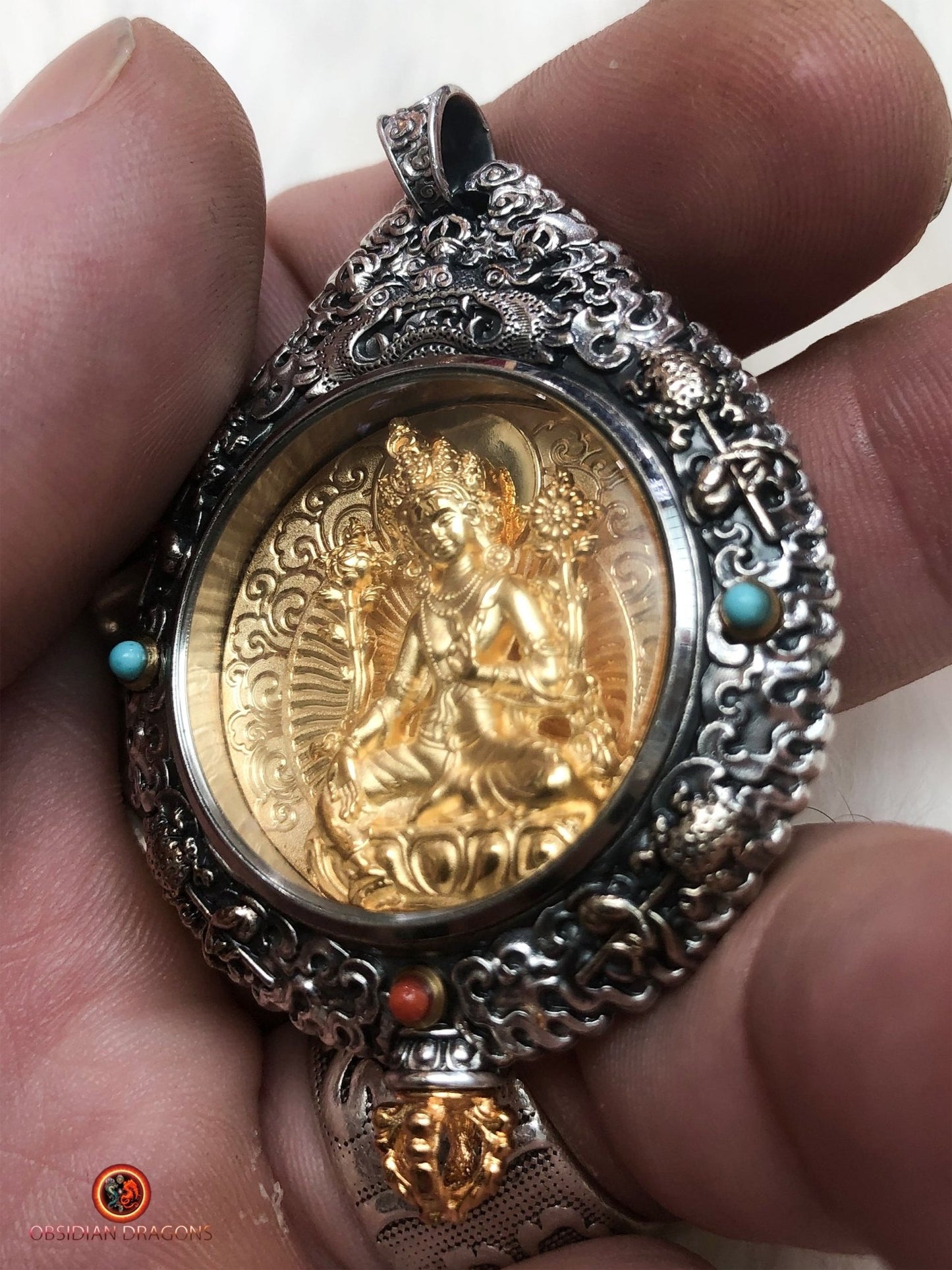 Amulette de tara verte - Protection du bagua luo pan | obsidian dragons