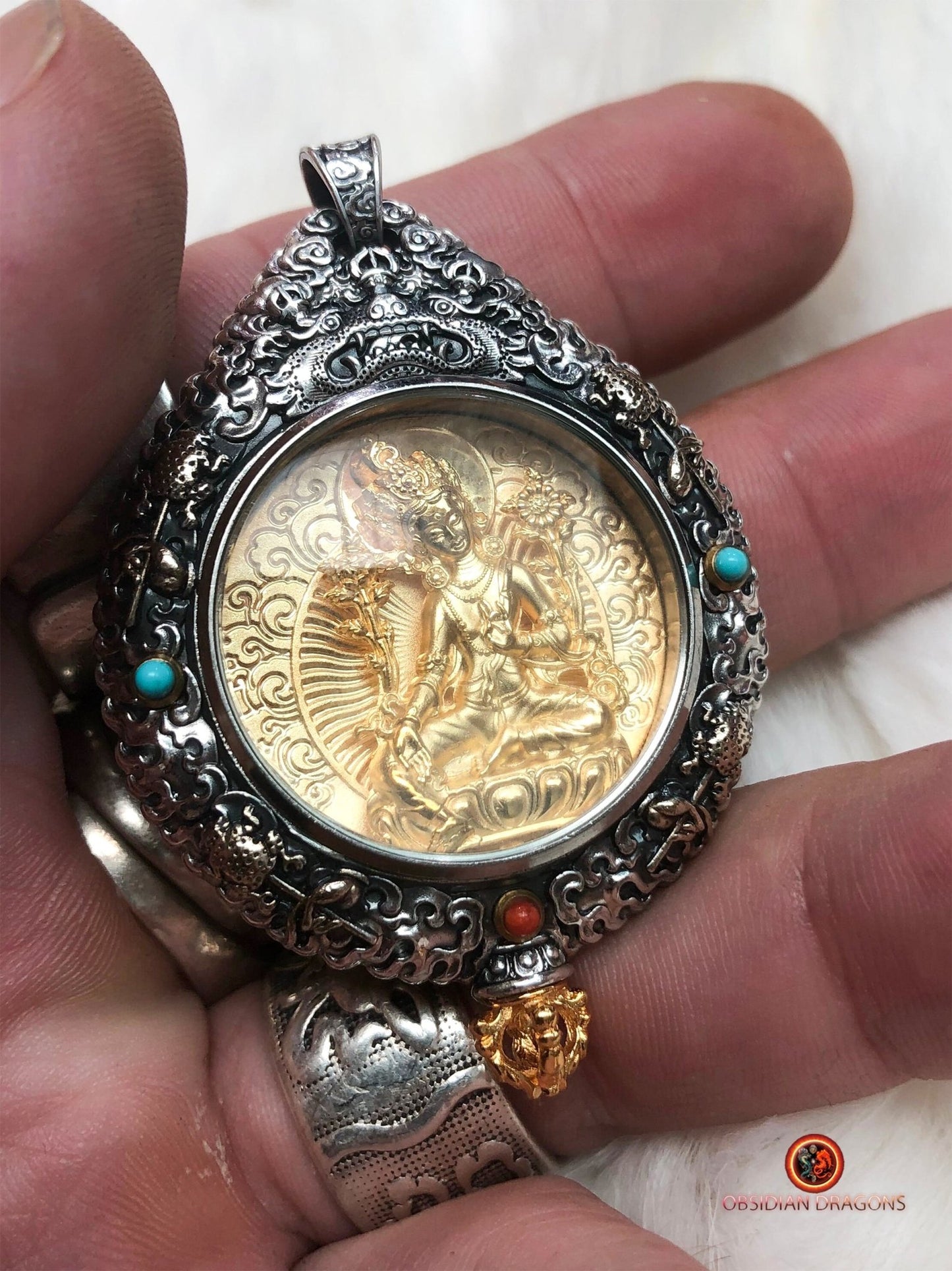 Amulette de tara verte - Protection du bagua luo pan | obsidian dragons