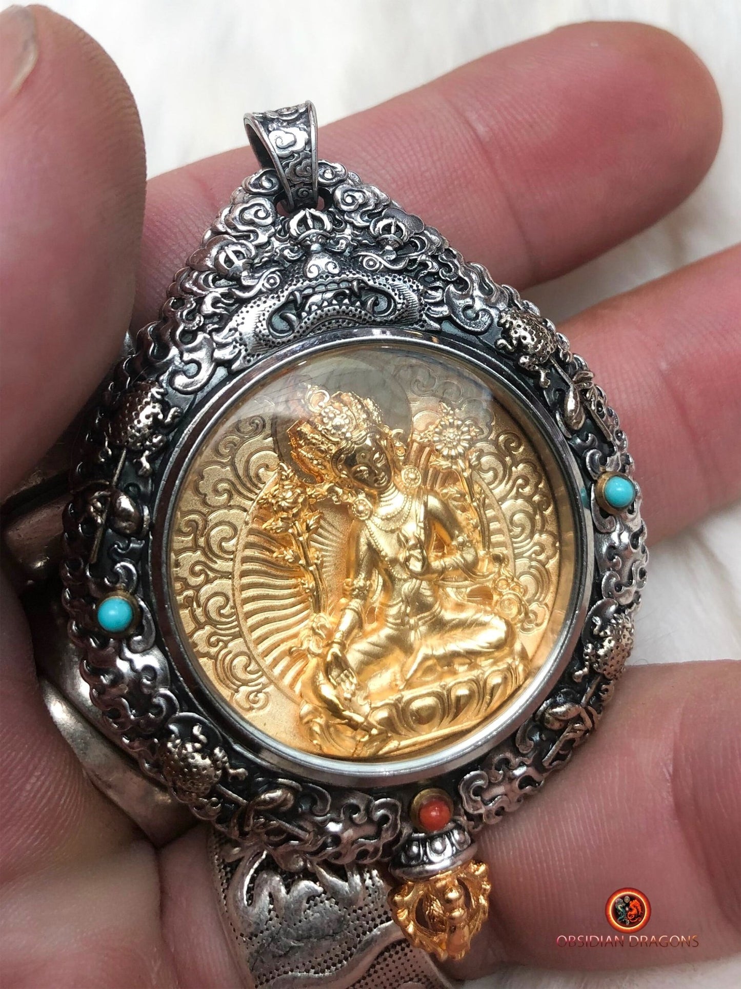 Amulette de tara verte - Protection du bagua luo pan | obsidian dragons
