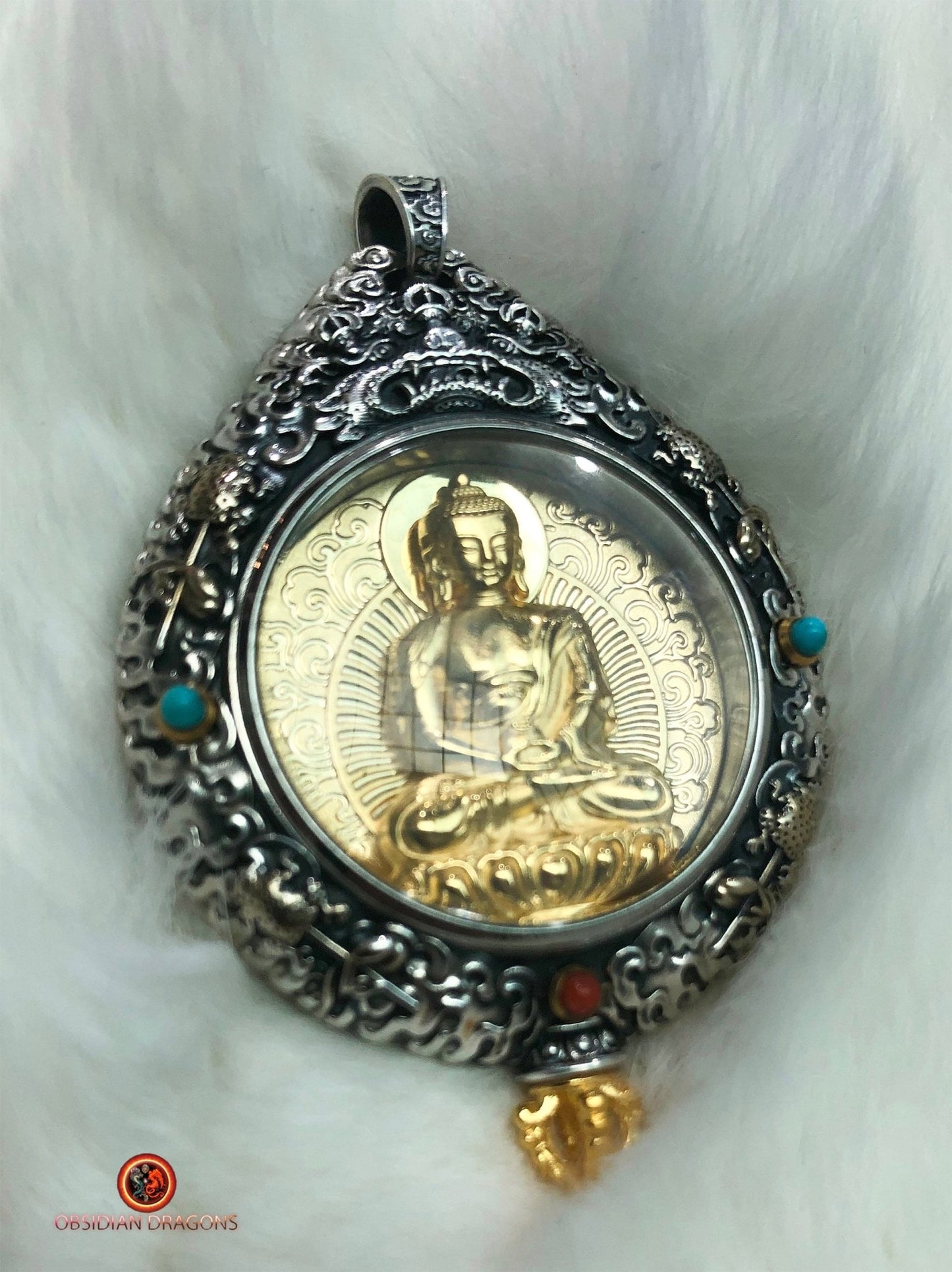 Amulette du bouddha Vairocana - Protection du bagua luo pan | obsidian dragons