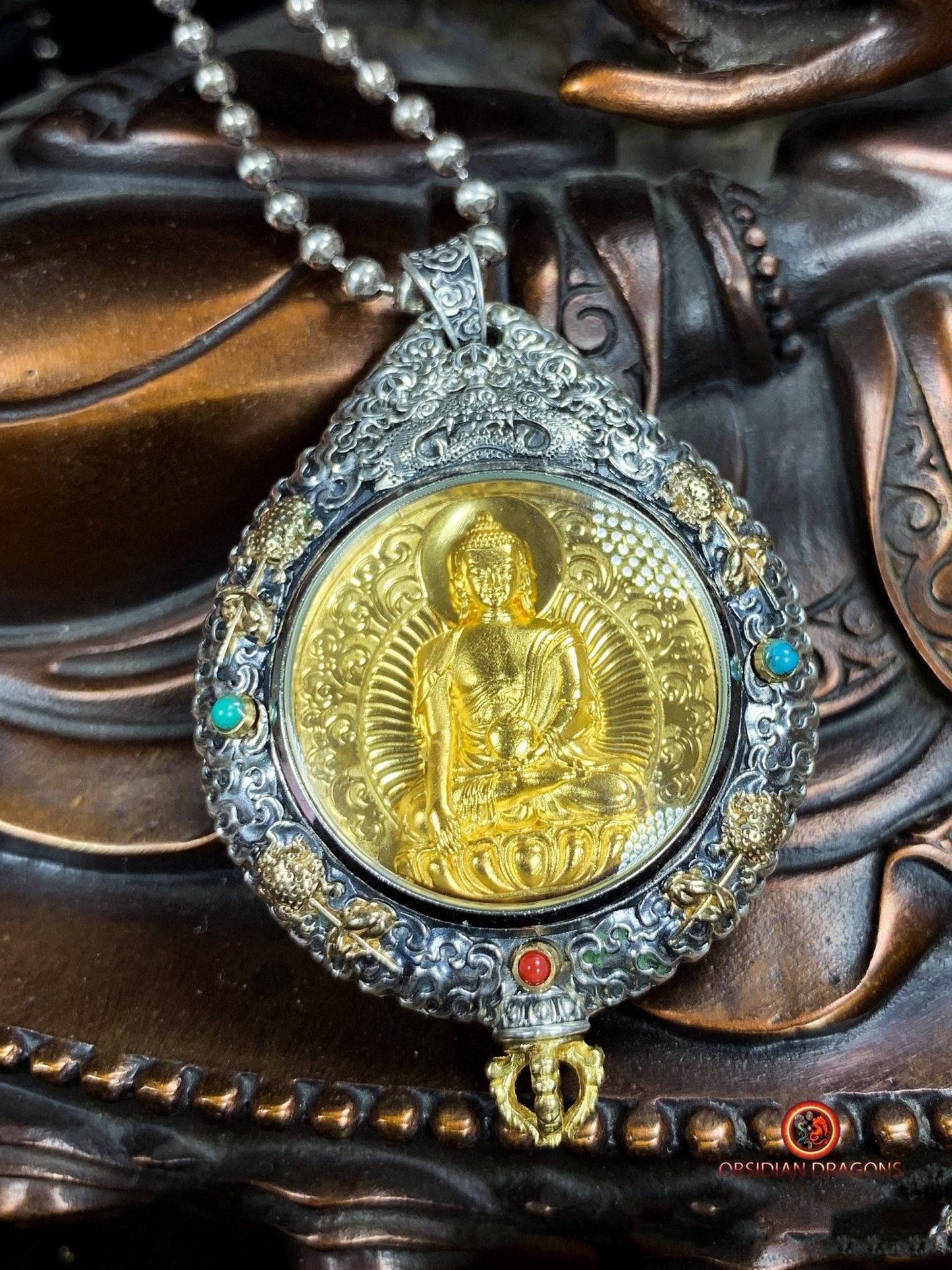 Amulette du Bouddha Médecine - Protection du Bagua Luo Pan | obsidian dragons