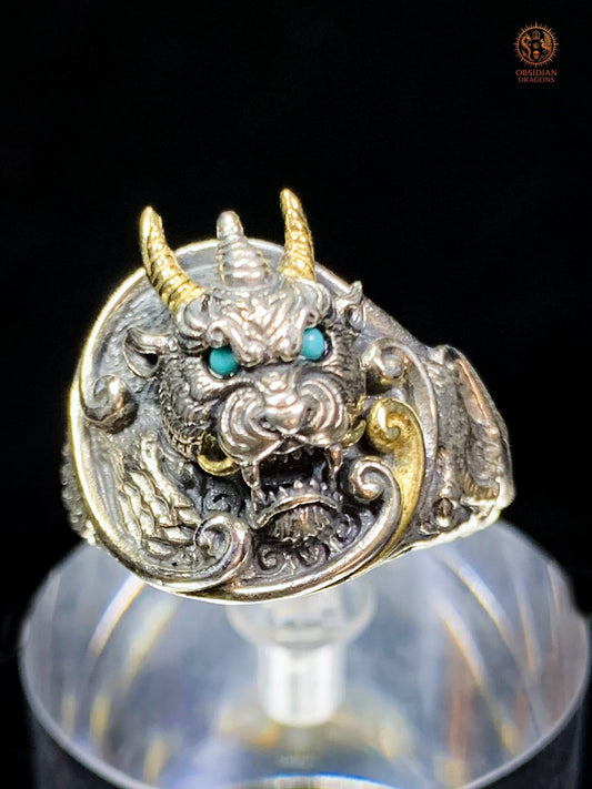 Bague Dragon - Bian - argent 925 - Protection Feng Shui | obsidian dragons