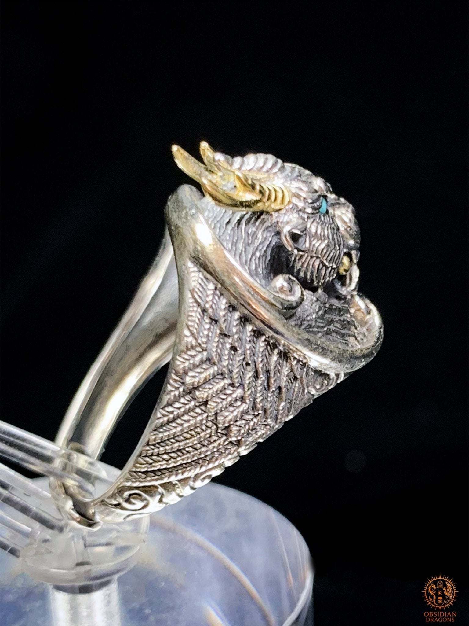 Bague Dragon - Bian - argent 925 - Protection Feng Shui | obsidian dragons