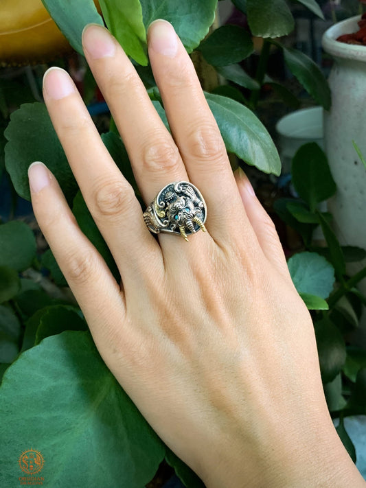 Bague Dragon - Bian - argent 925 - Protection Feng Shui | obsidian dragons