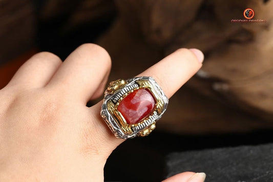 Bague DZI à Dents de Tigre – Mystique et Élégante | obsidian dragons