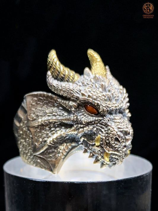 Bague Dragon - Argent 925 - Talisman Feng Shui | obsidian dragons