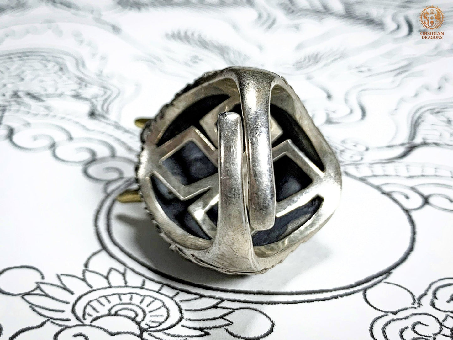 Bague Dragon - Argent 925 & turquoises - talisman Feng Shui | obsidian dragons
