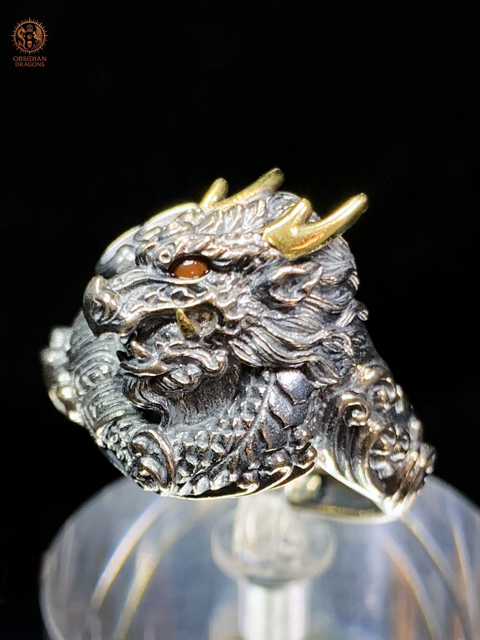 Bague Dragon - Bixi - argent 925 - Protection Feng Shui | obsidian dragons