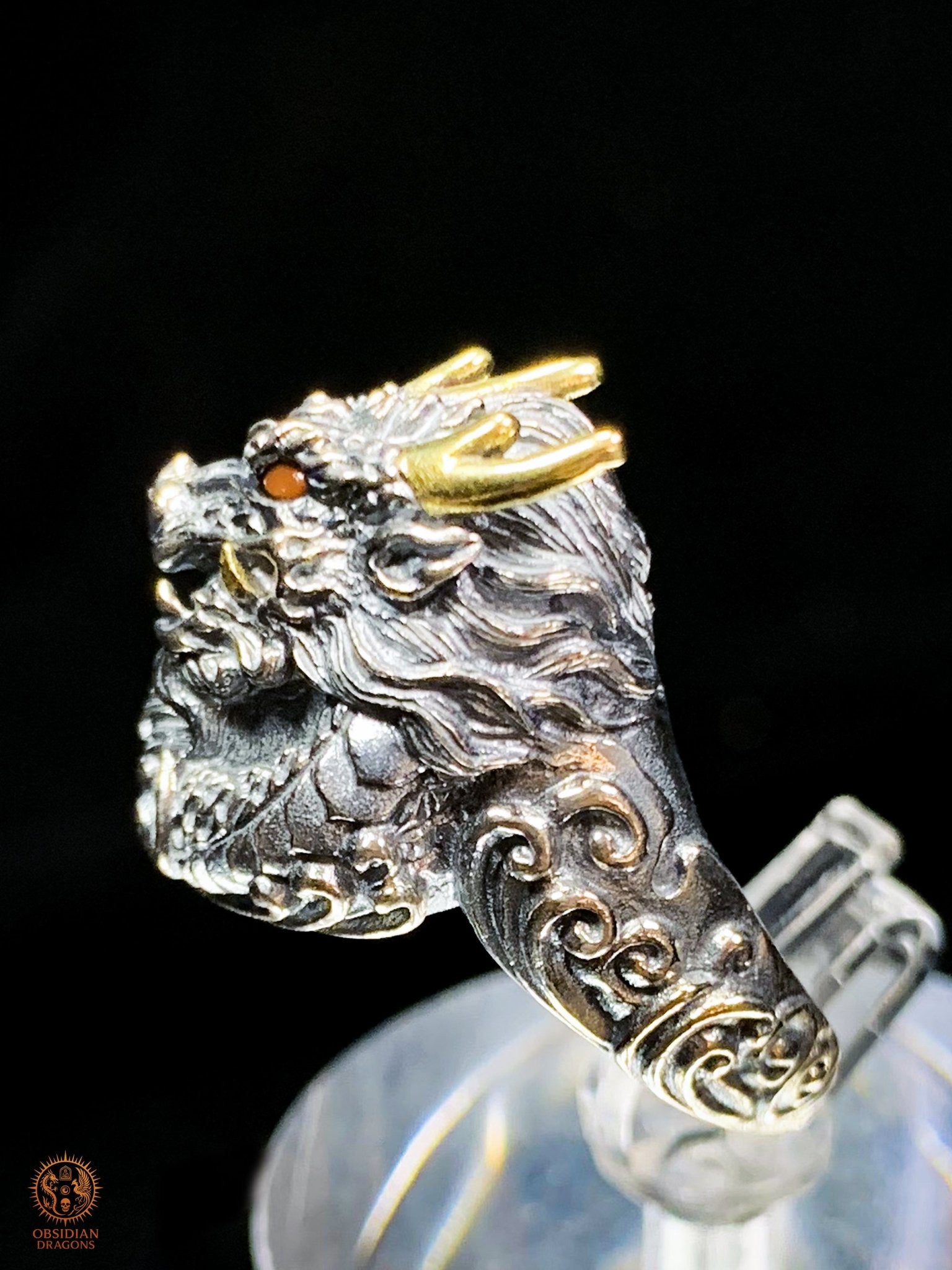 Bague Dragon - Bixi - argent 925 - Protection Feng Shui | obsidian dragons