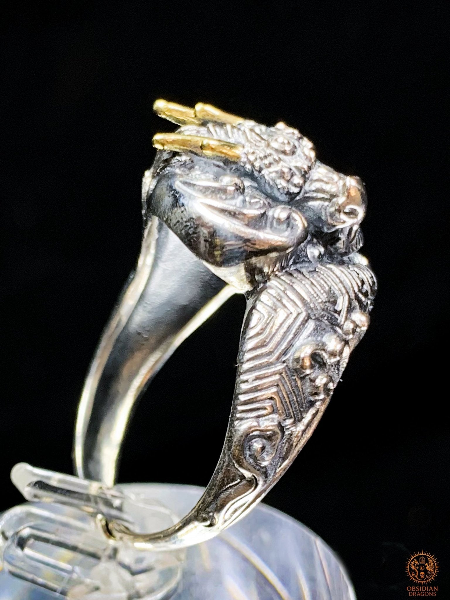 Bague Dragon - Bixi - argent 925 - Protection Feng Shui | obsidian dragons