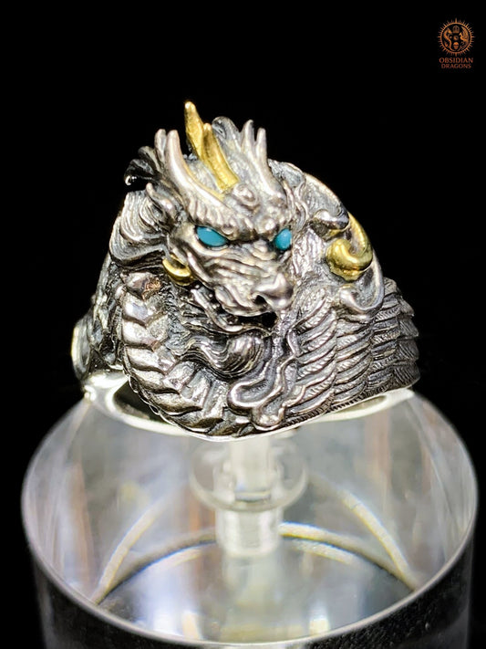 Bague Dragon - Chaofeng - argent 925 - Protection Feng Shui | obsidian dragons