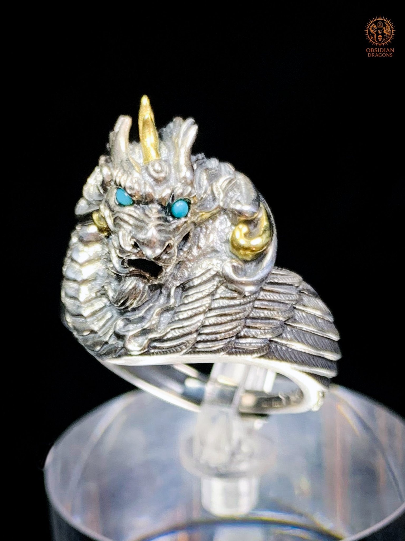 Bague Dragon - Chaofeng - argent 925 - Protection Feng Shui | obsidian dragons