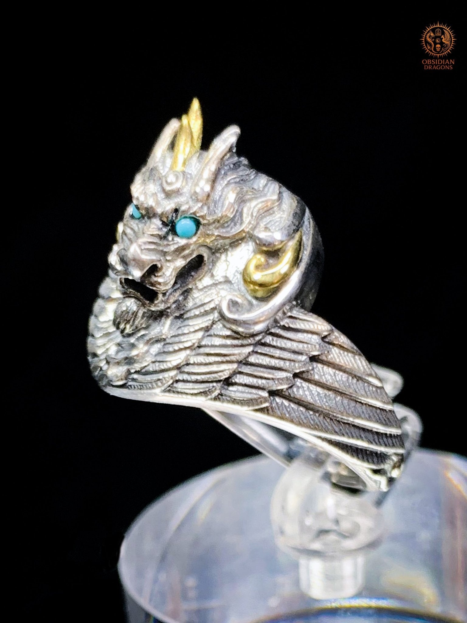 Bague Dragon - Chaofeng - argent 925 - Protection Feng Shui | obsidian dragons