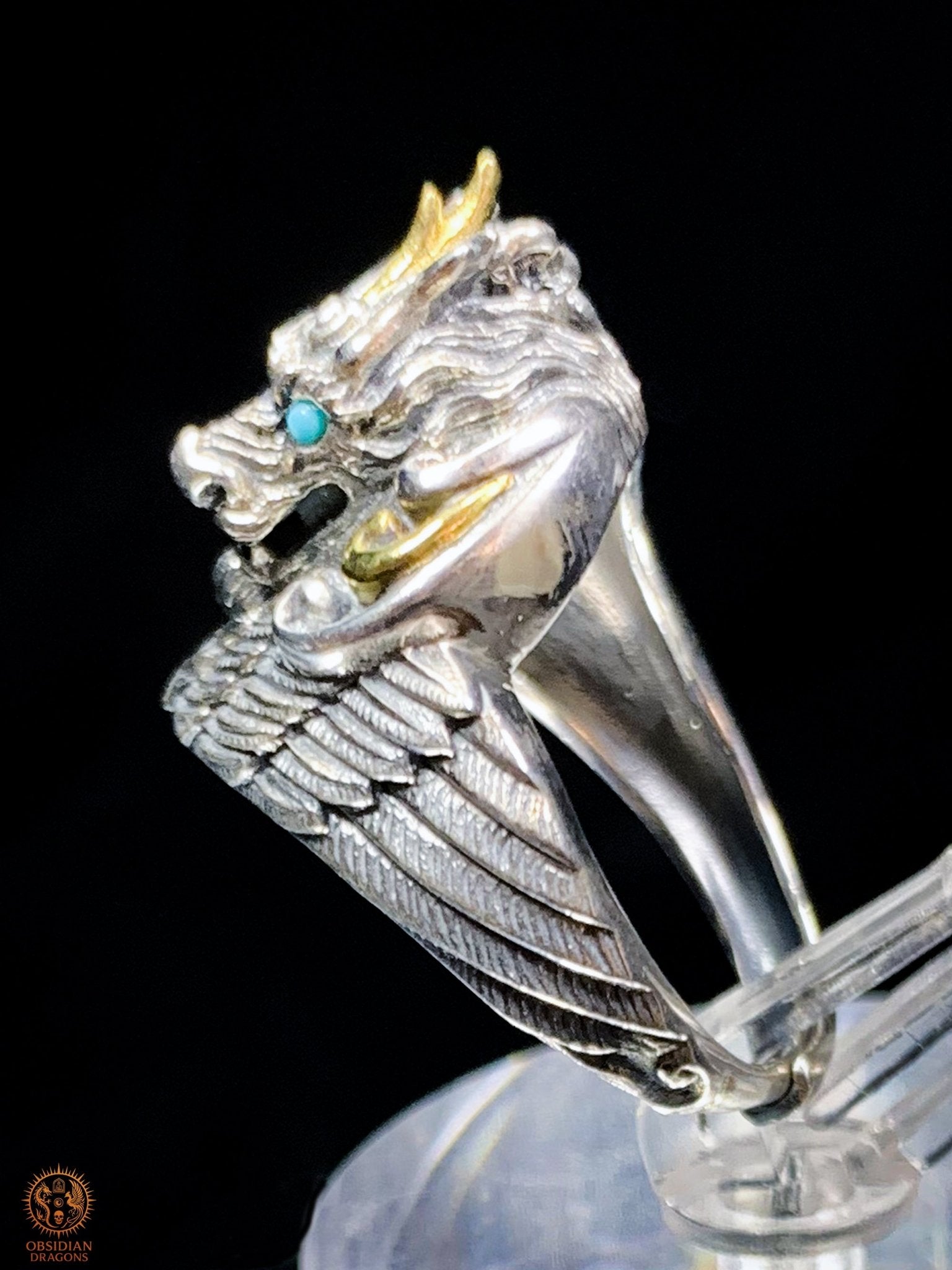 Bague Dragon - Chaofeng - argent 925 - Protection Feng Shui | obsidian dragons