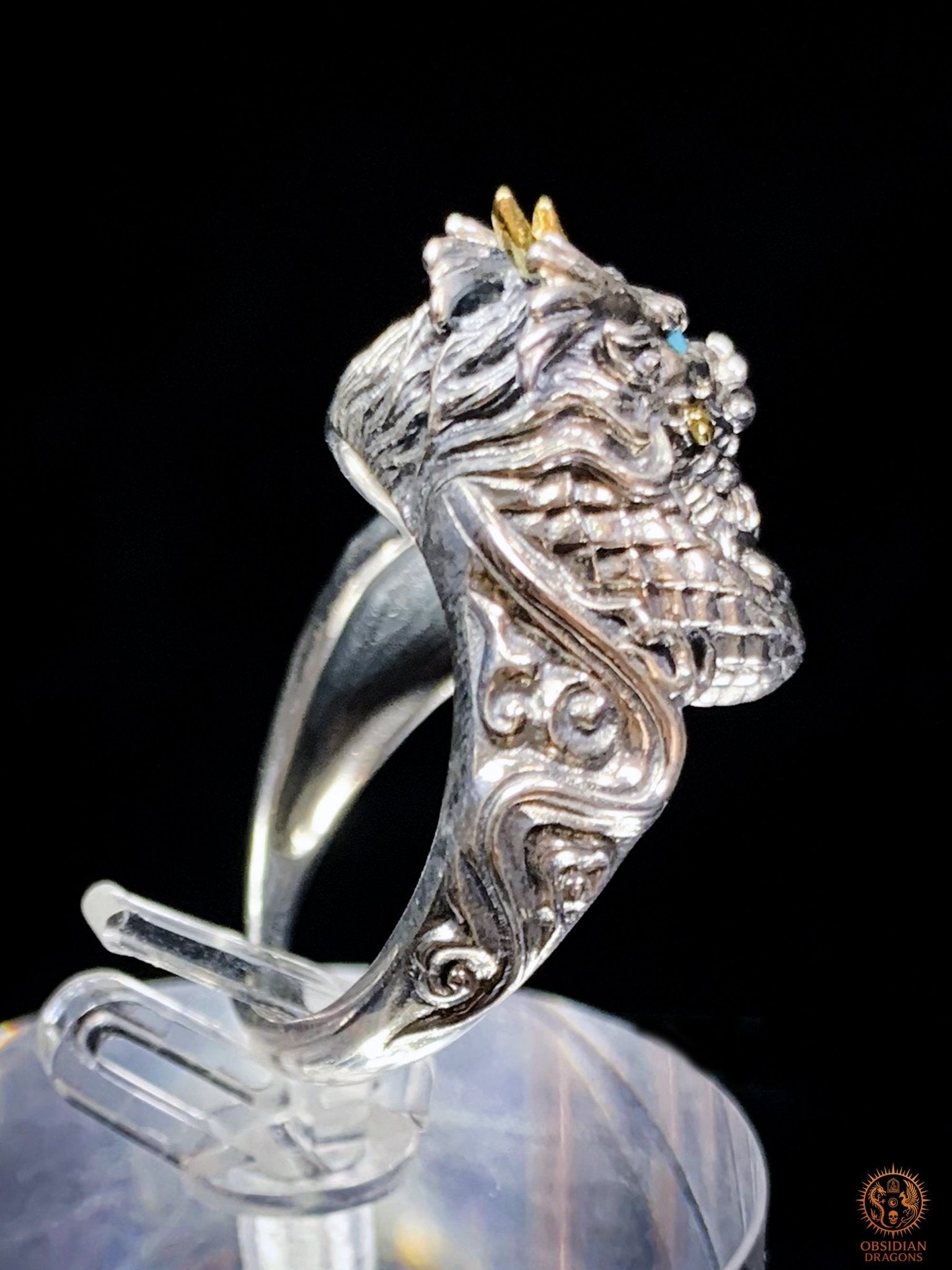 Bague Dragon - Chaofeng - argent 925 - Protection Feng Shui | obsidian dragons