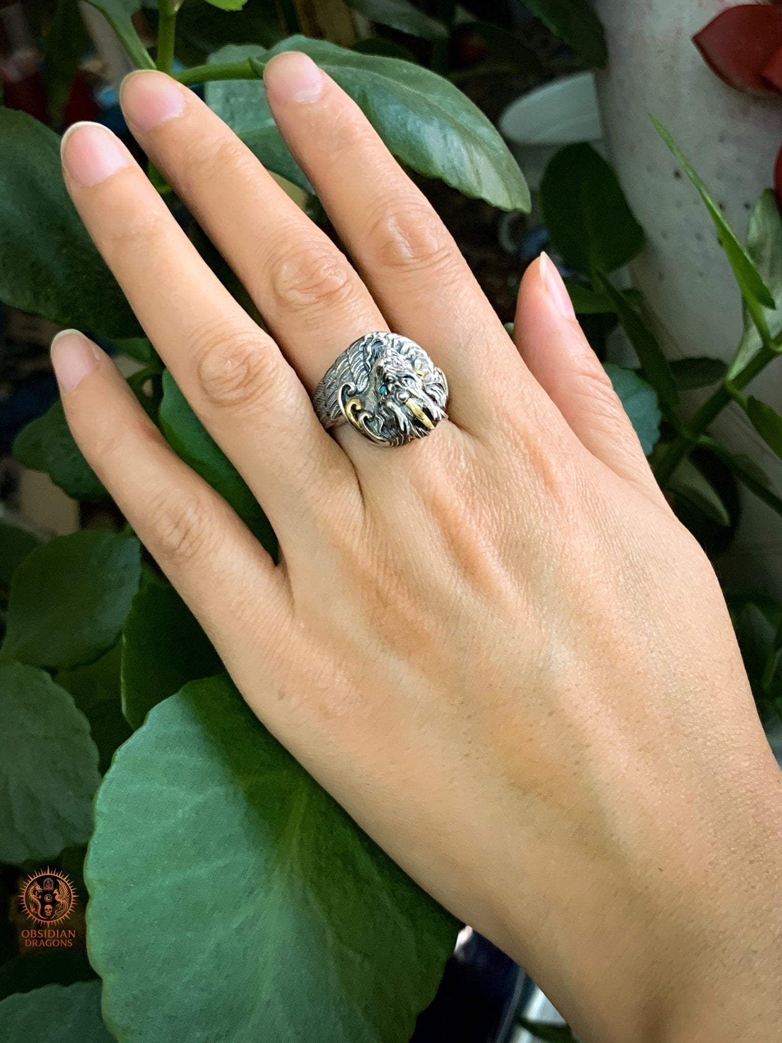 Bague Dragon - Chaofeng - argent 925 - Protection Feng Shui | obsidian dragons