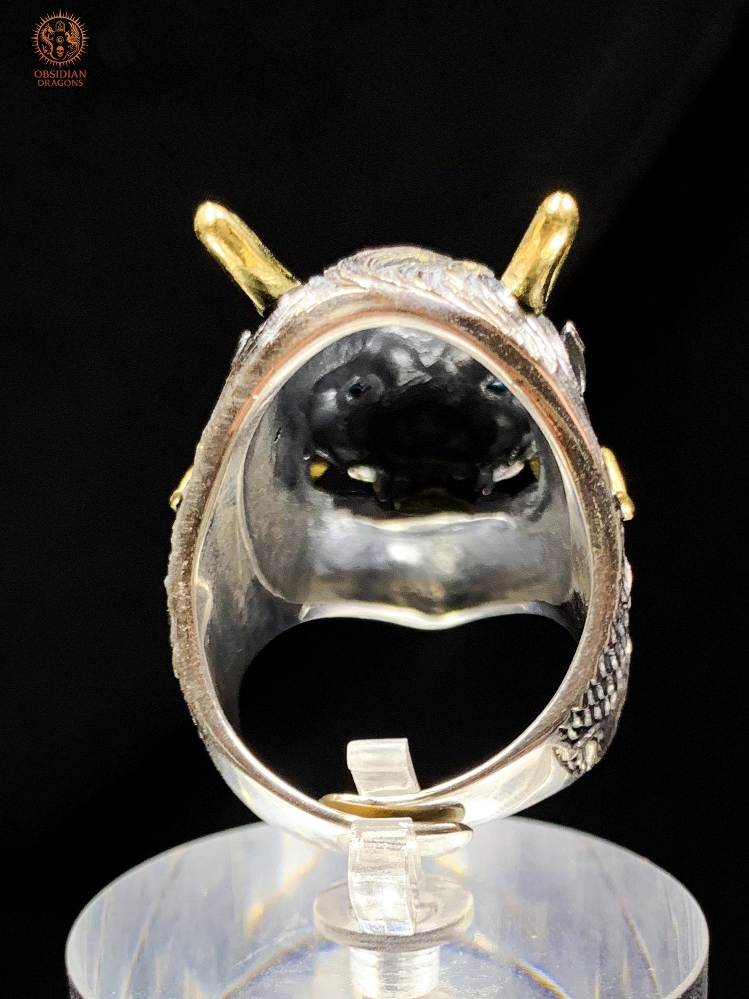 Bague Dragon Chinois – Argent 925 et Turquoises - feng shui | obsidian dragons