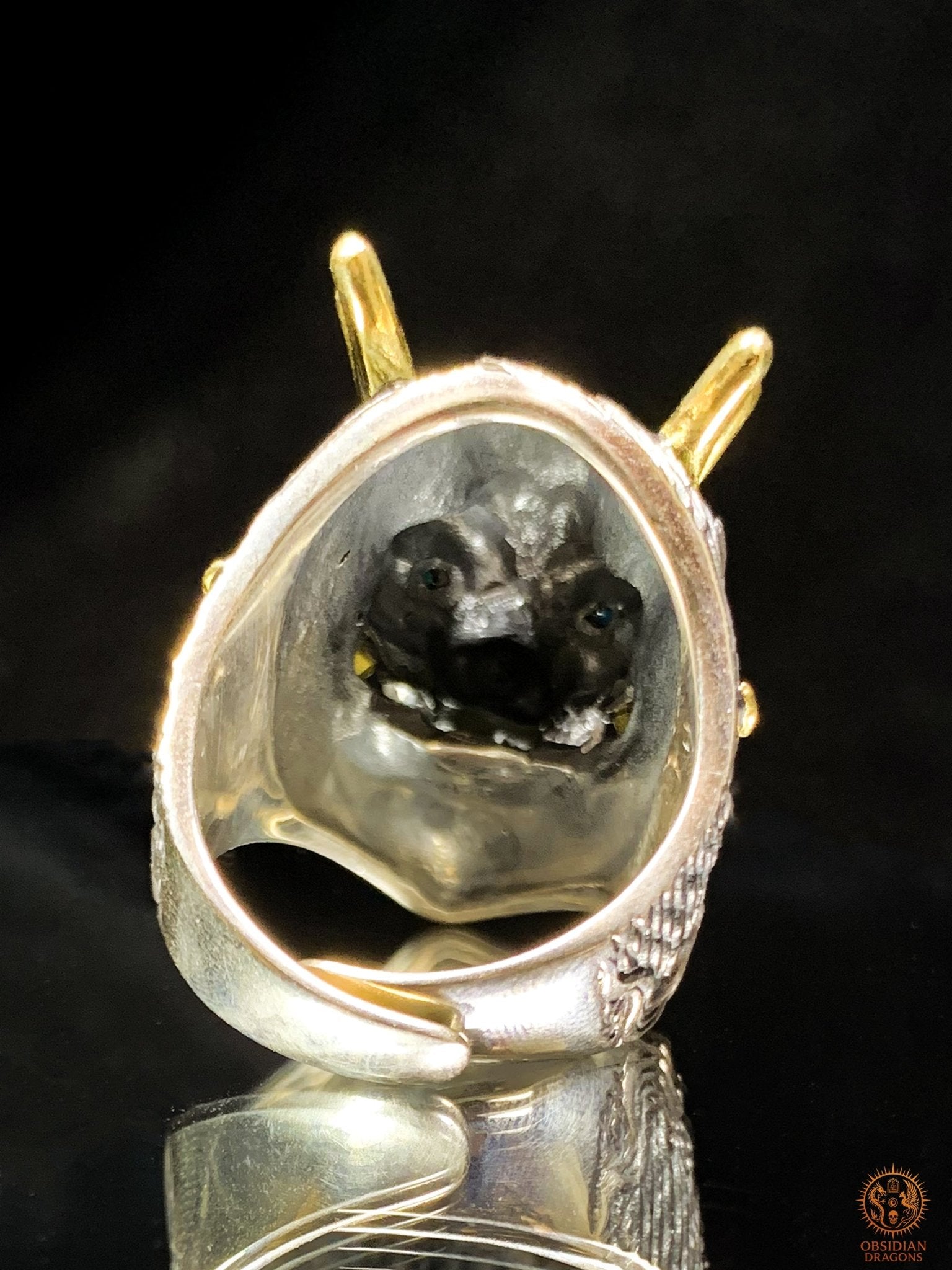 Bague Dragon Chinois – Argent 925 et Turquoises - feng shui - obsidian dragons