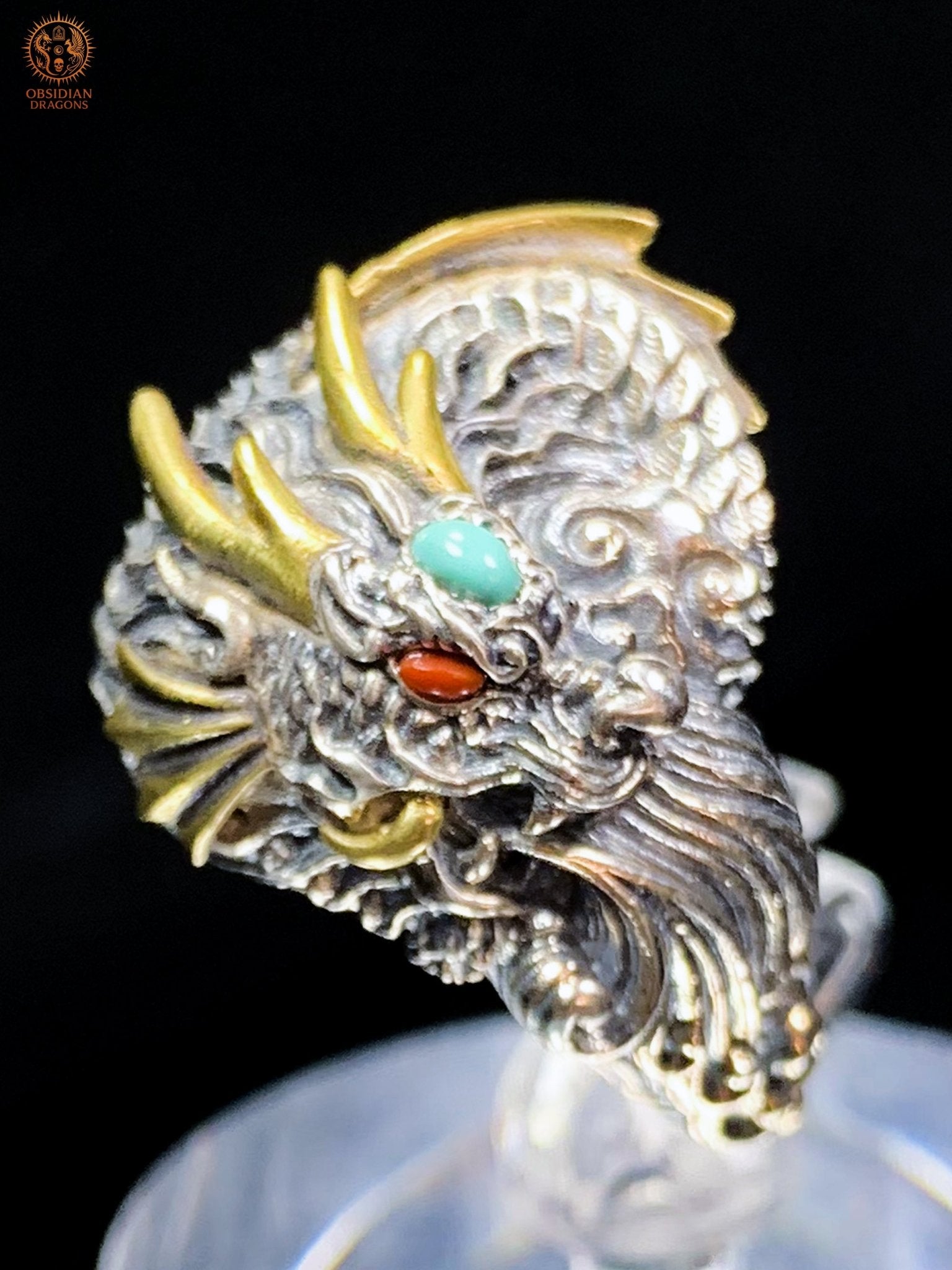 Bague Dragon - Chiwen - argent 925 - Protection Feng Shui | obsidian dragons