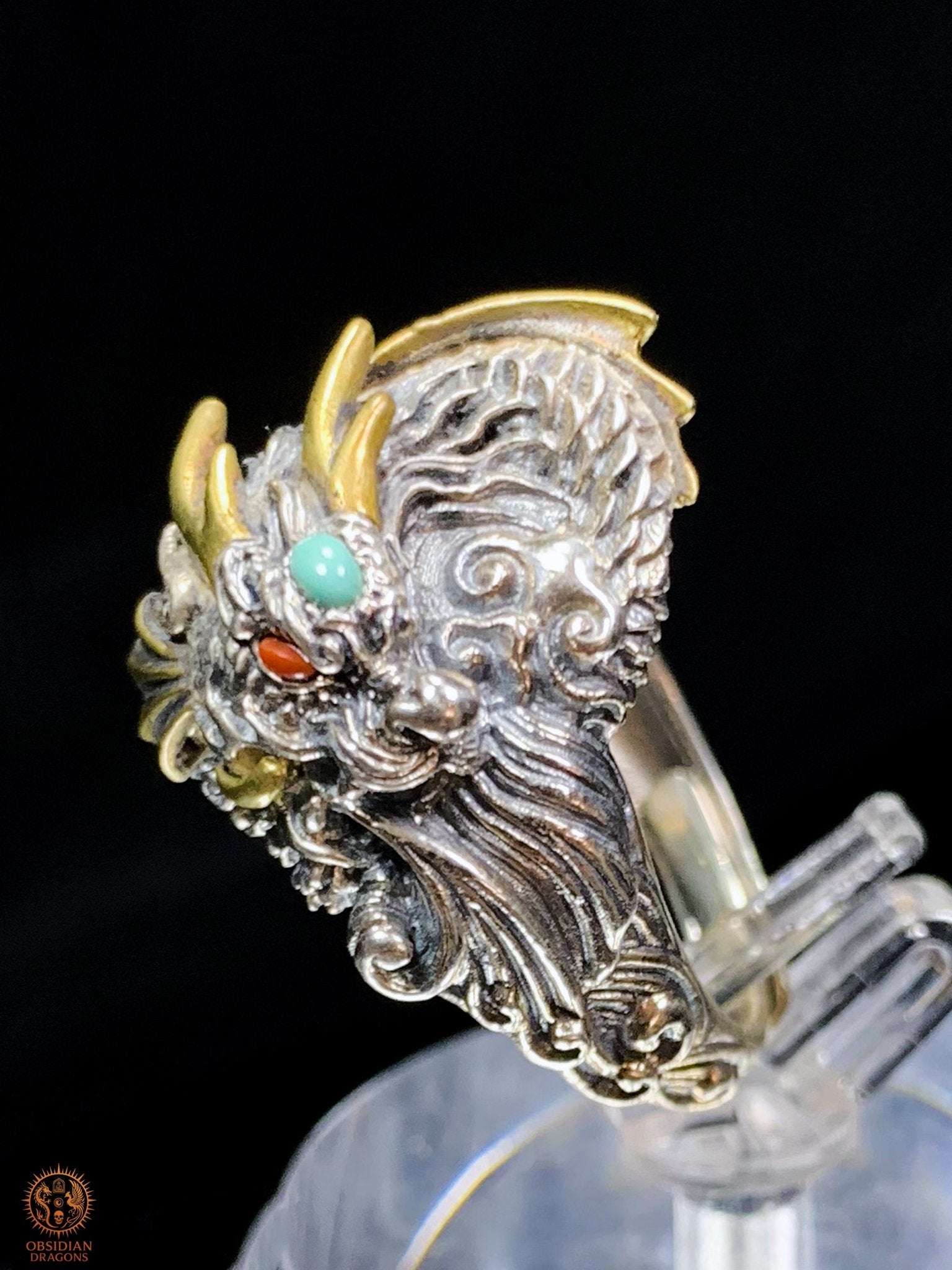 Bague Dragon - Chiwen - argent 925 - Protection Feng Shui | obsidian dragons