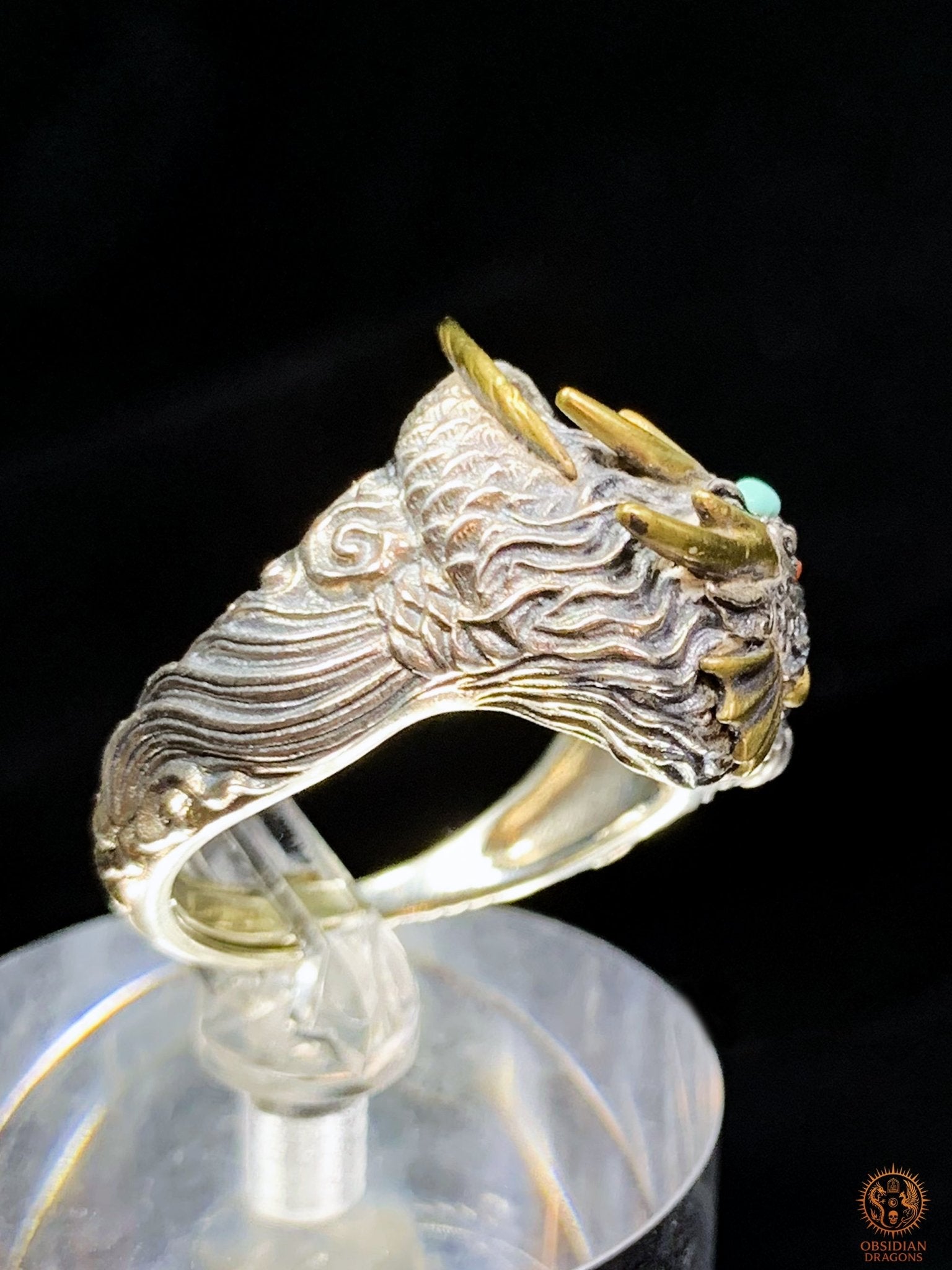 Bague Dragon - Chiwen - argent 925 - Protection Feng Shui | obsidian dragons