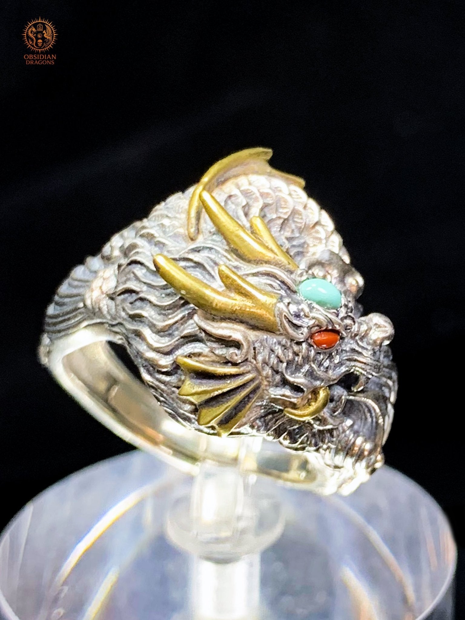 Bague Dragon - Chiwen - argent 925 - Protection Feng Shui | obsidian dragons