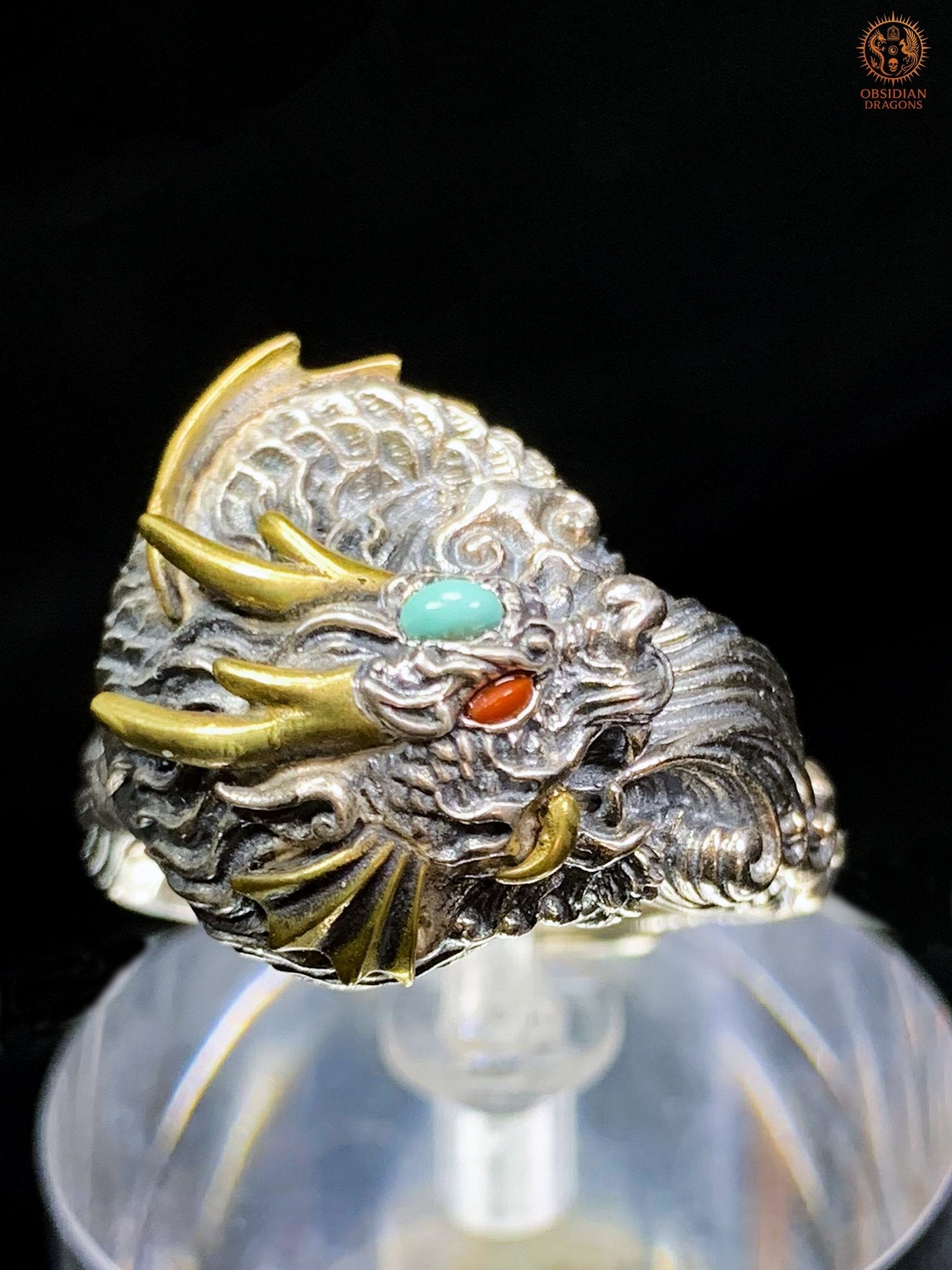 Bague Dragon - Chiwen - argent 925 - Protection Feng Shui | obsidian dragons