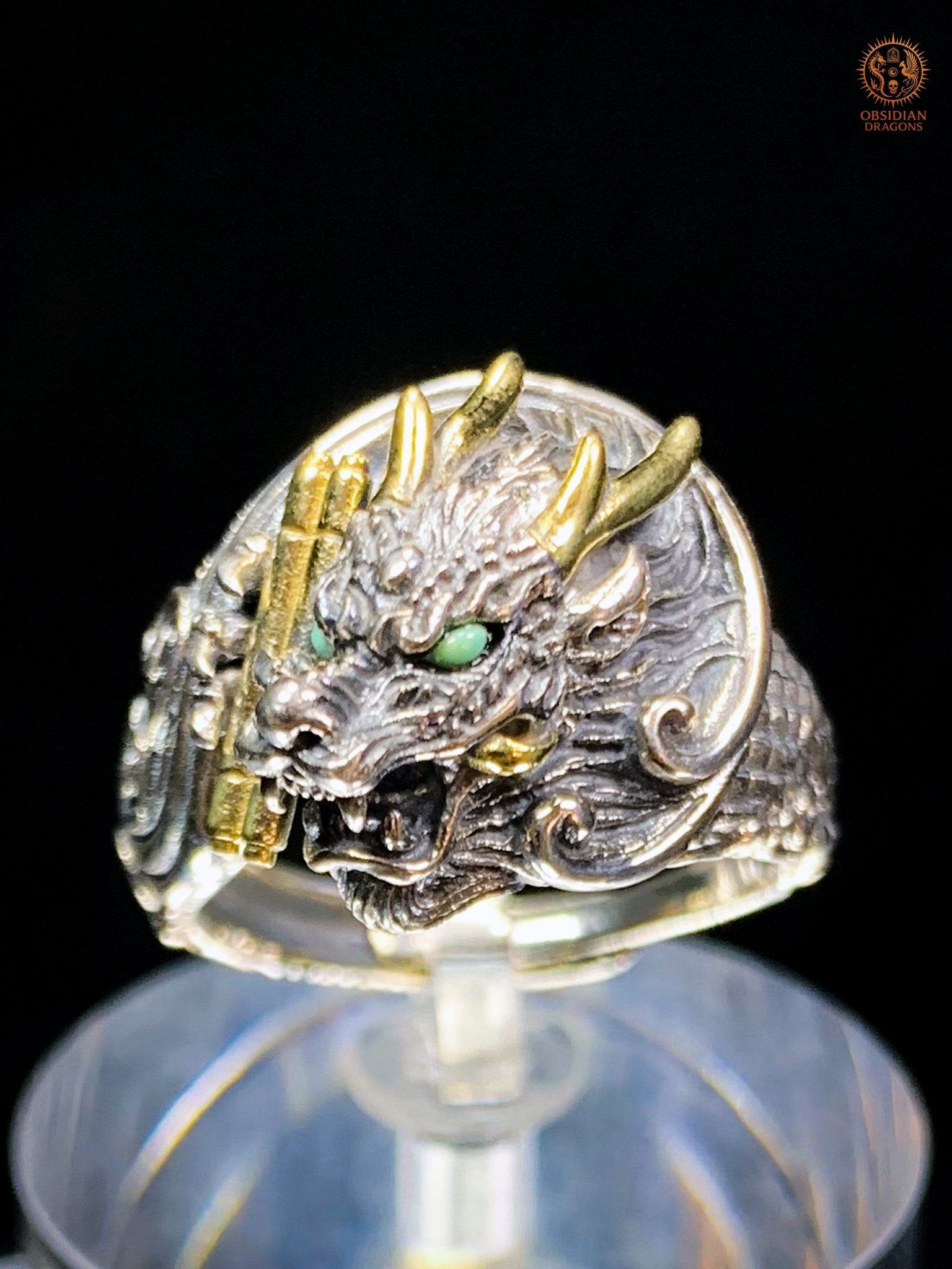 Bague Dragon - Fuxi - argent 925 - Protection Feng Shui | obsidian dragons
