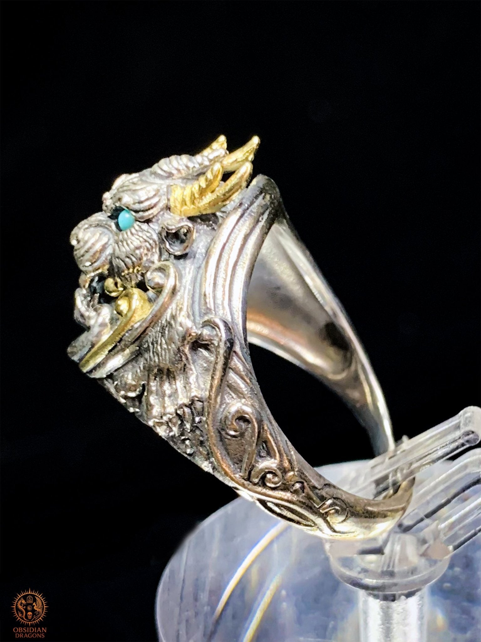 Bague Dragon - Fuxi - argent 925 - Protection Feng Shui | obsidian dragons