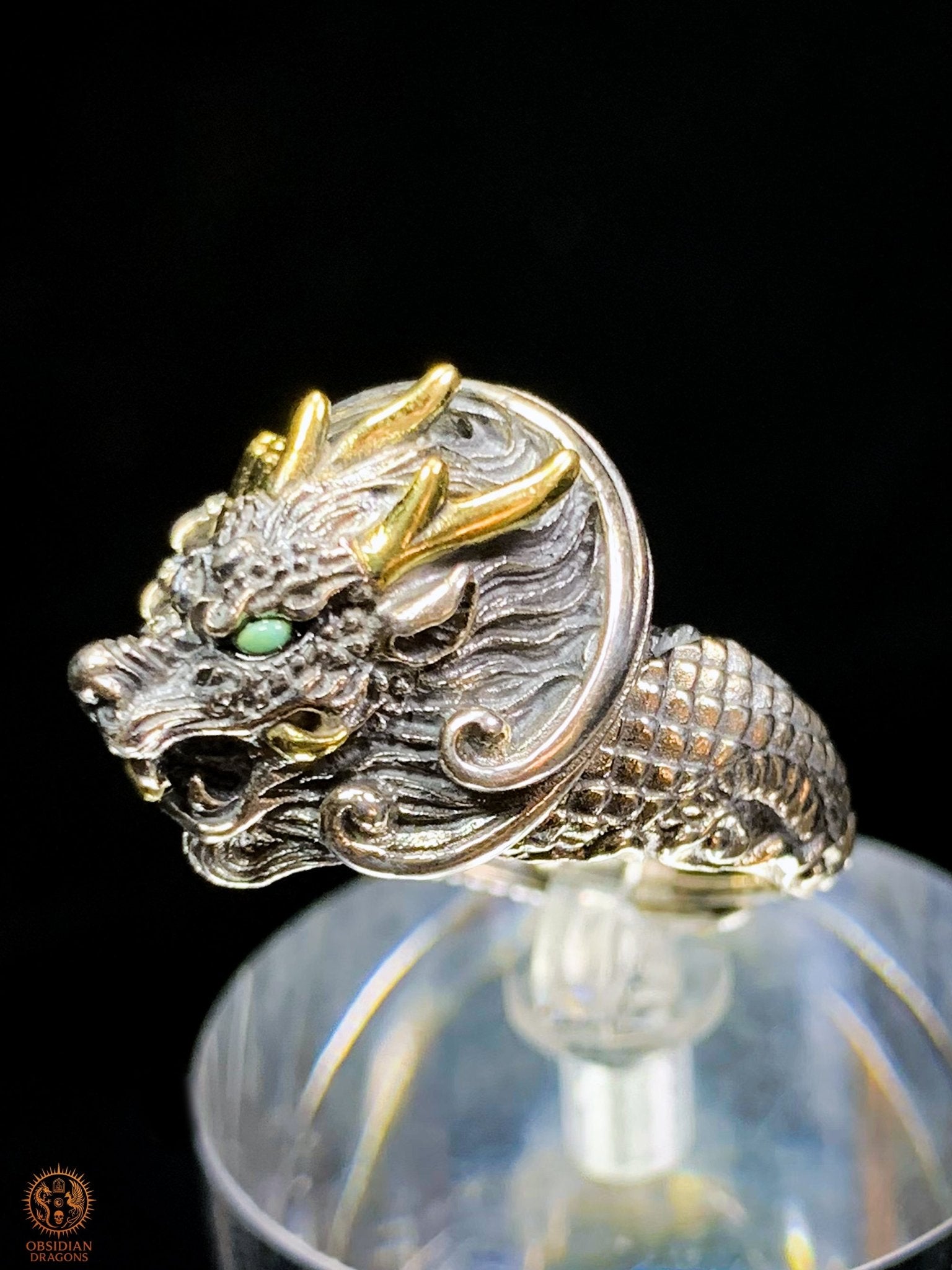 Bague Dragon - Fuxi - argent 925 - Protection Feng Shui | obsidian dragons
