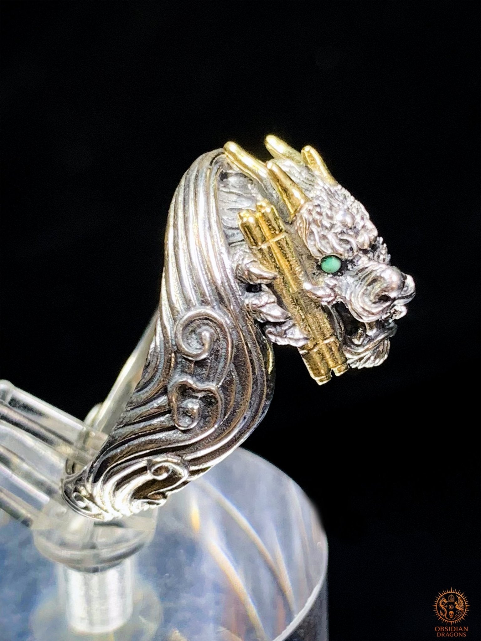 Bague Dragon - Fuxi - argent 925 - Protection Feng Shui | obsidian dragons