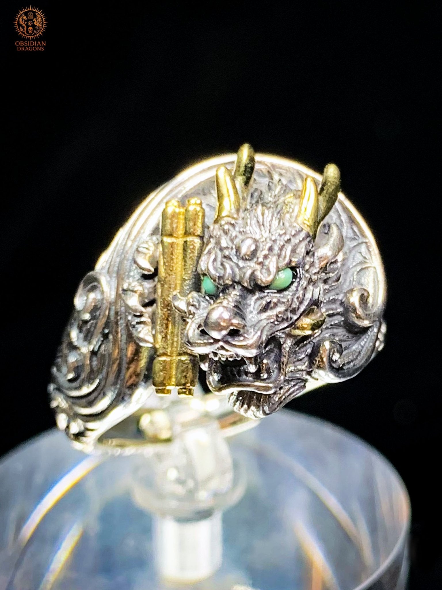 Bague Dragon - Fuxi - argent 925 - Protection Feng Shui | obsidian dragons