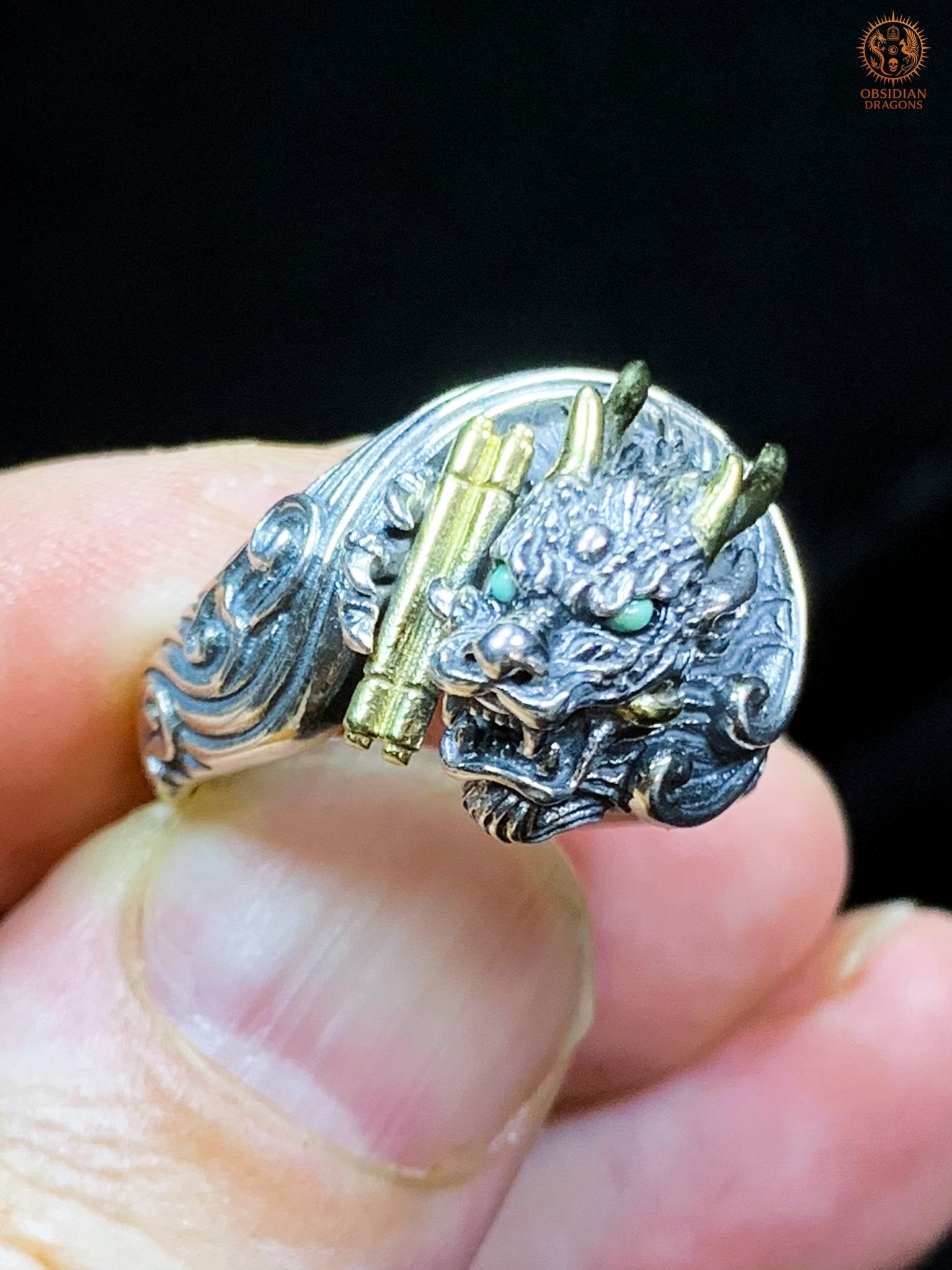 Bague Dragon - Fuxi - argent 925 - Protection Feng Shui | obsidian dragons