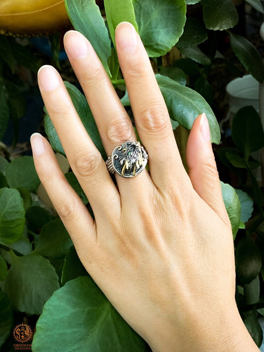 Bague Dragon - Fuxi - argent 925 - Protection Feng Shui | obsidian dragons