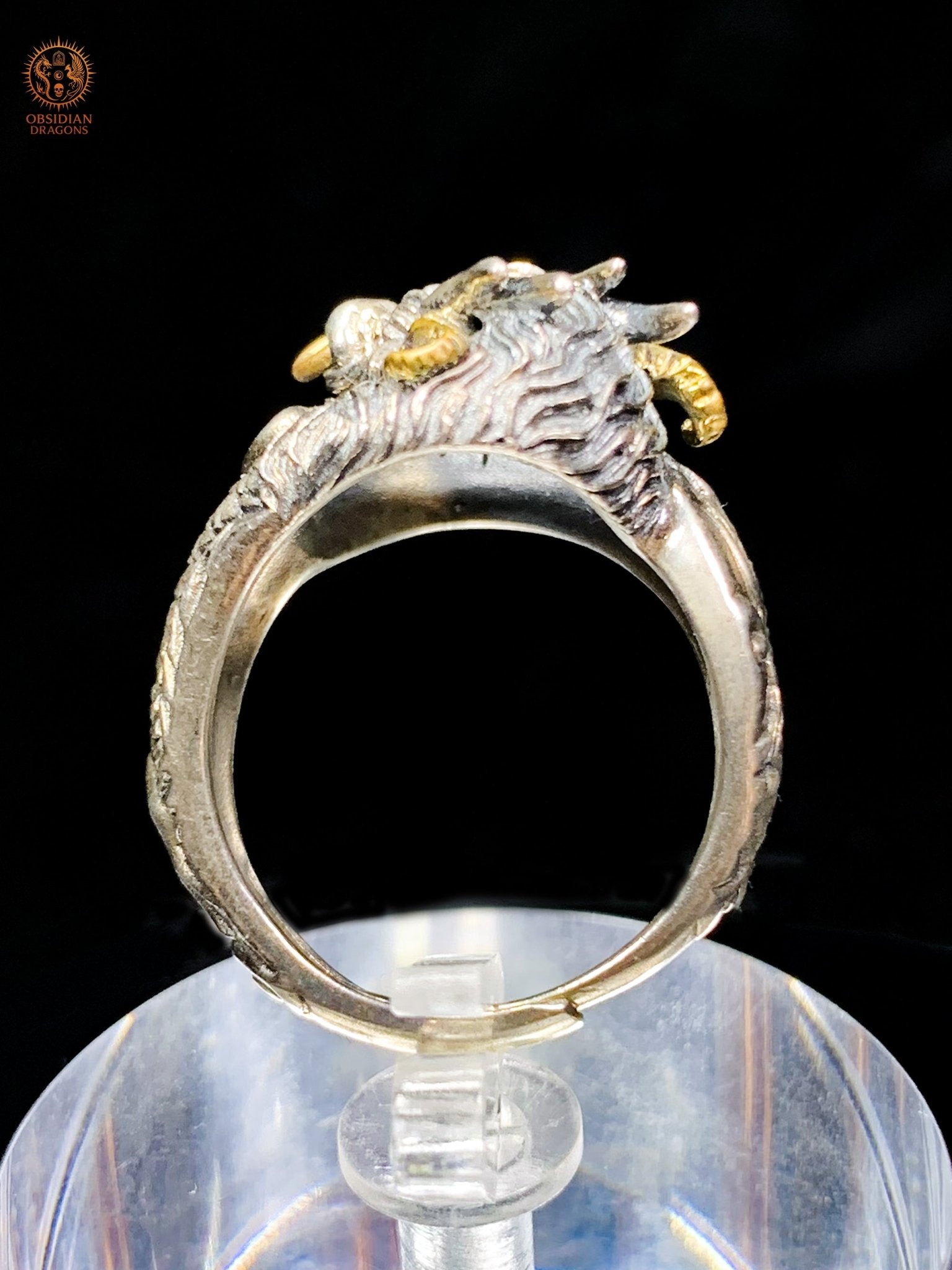 Bague Dragon - Qiuniu - argent 925 - Protection Feng Shui | obsidian dragons