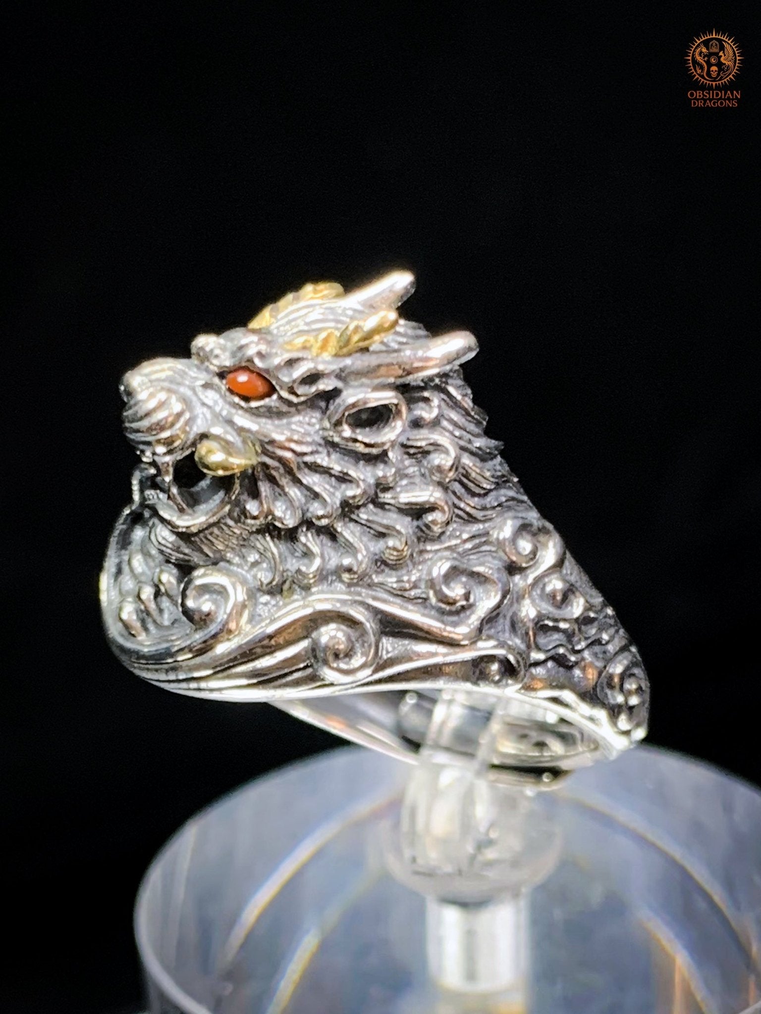 Bague Dragon - Suan' Ni - argent 925 - Protection Feng Shui | obsidian dragons