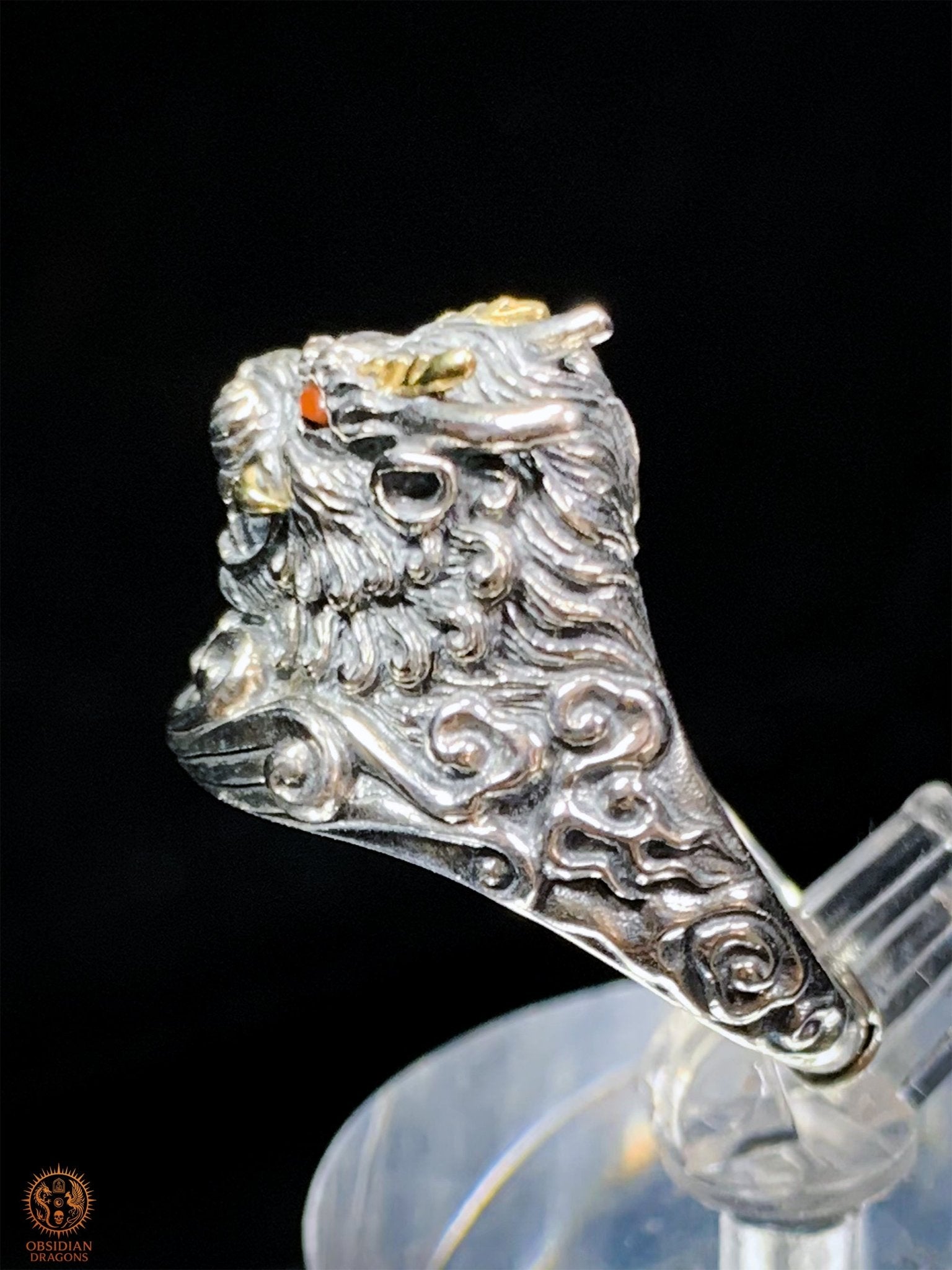 Bague Dragon - Suan' Ni - argent 925 - Protection Feng Shui | obsidian dragons
