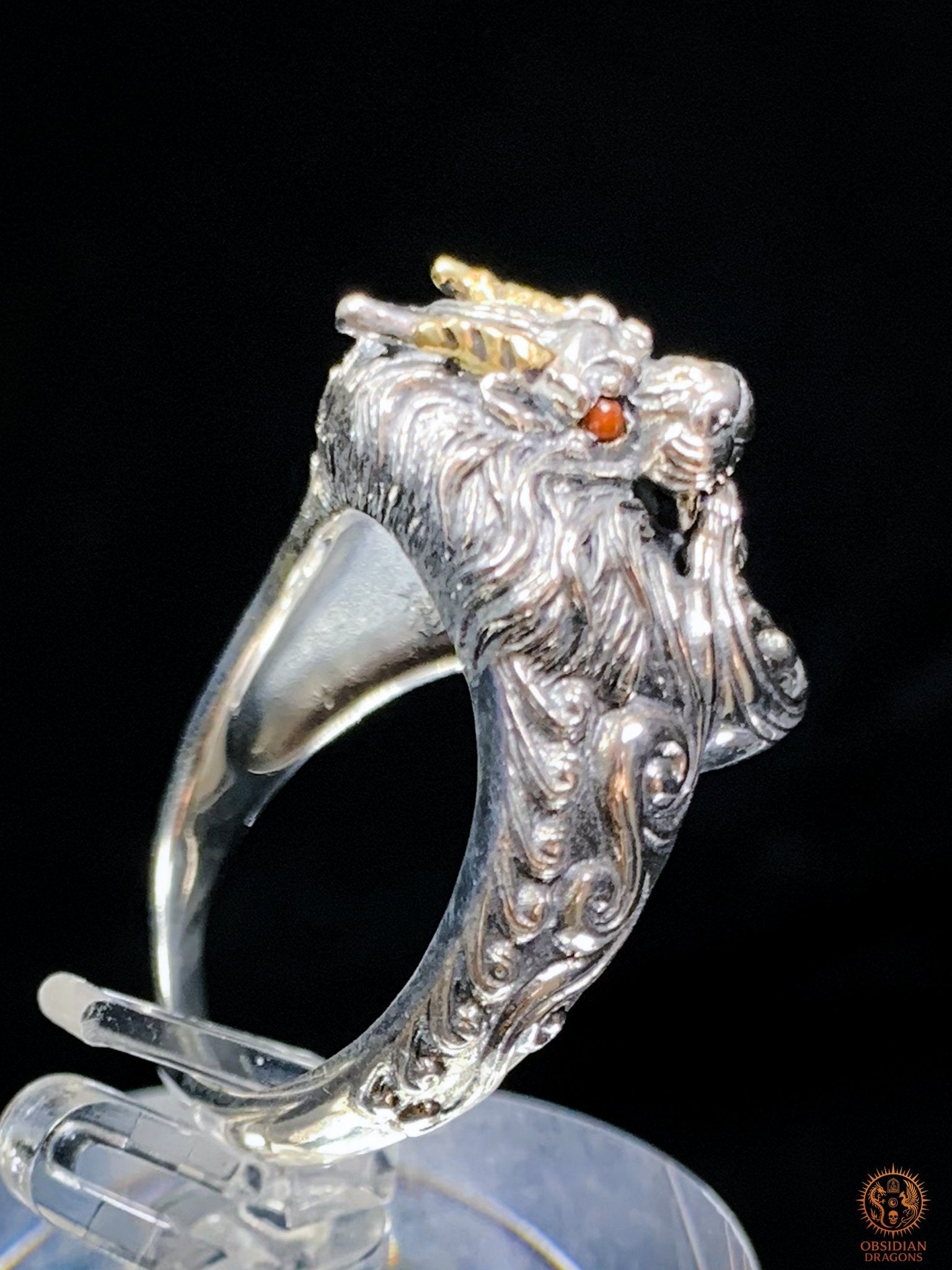 Bague Dragon - Suan' Ni - argent 925 - Protection Feng Shui | obsidian dragons