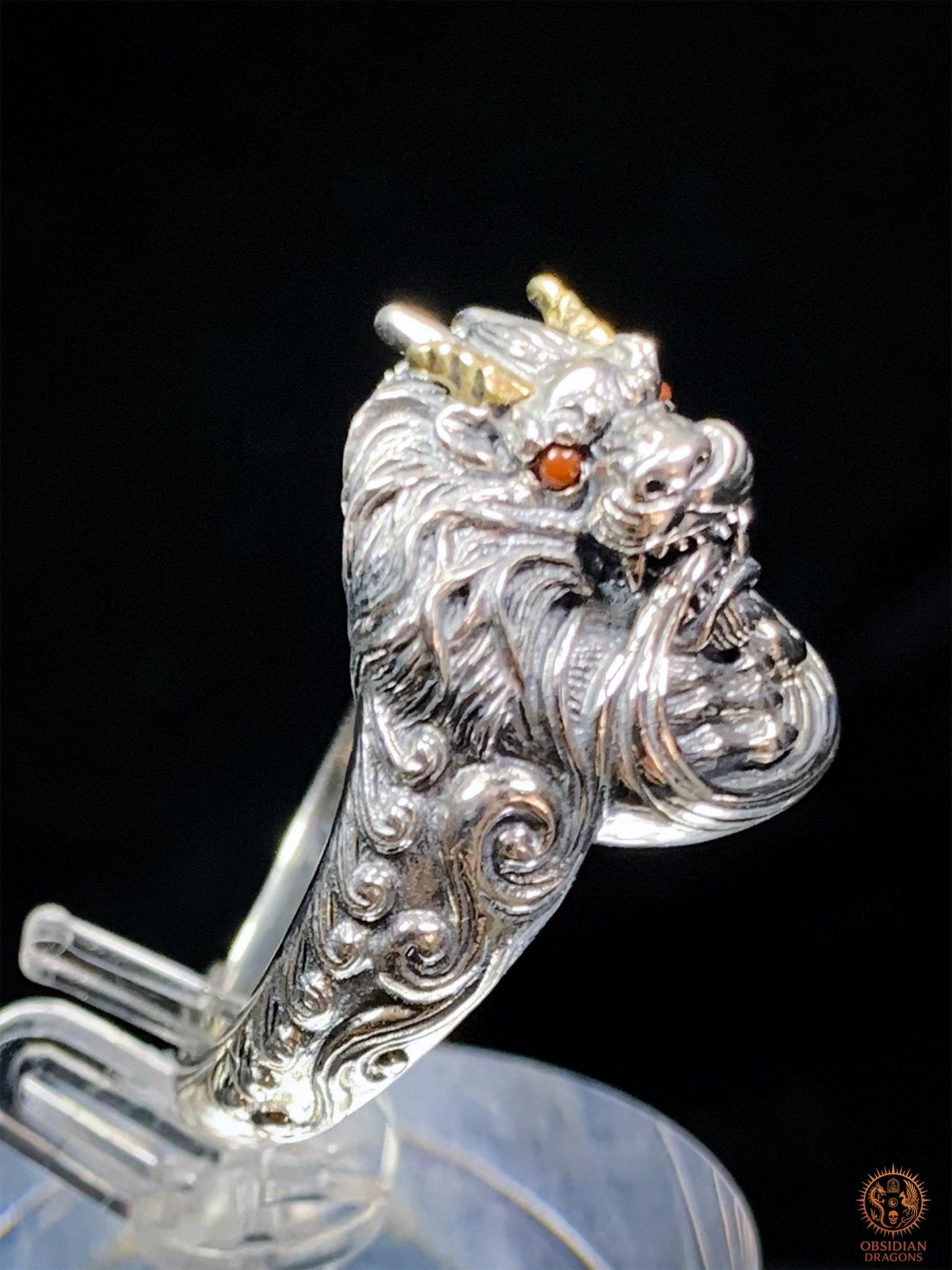 Bague Dragon - Suan' Ni - argent 925 - Protection Feng Shui | obsidian dragons