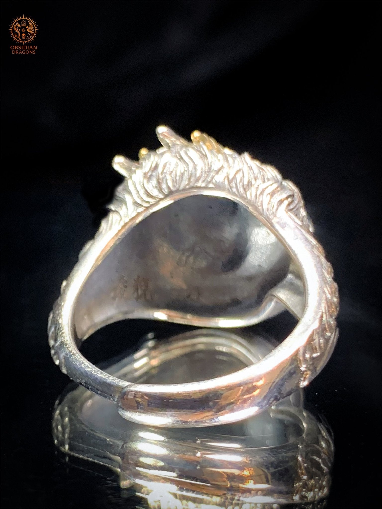 Bague Dragon - Suan' Ni - argent 925 - Protection Feng Shui - obsidian dragons