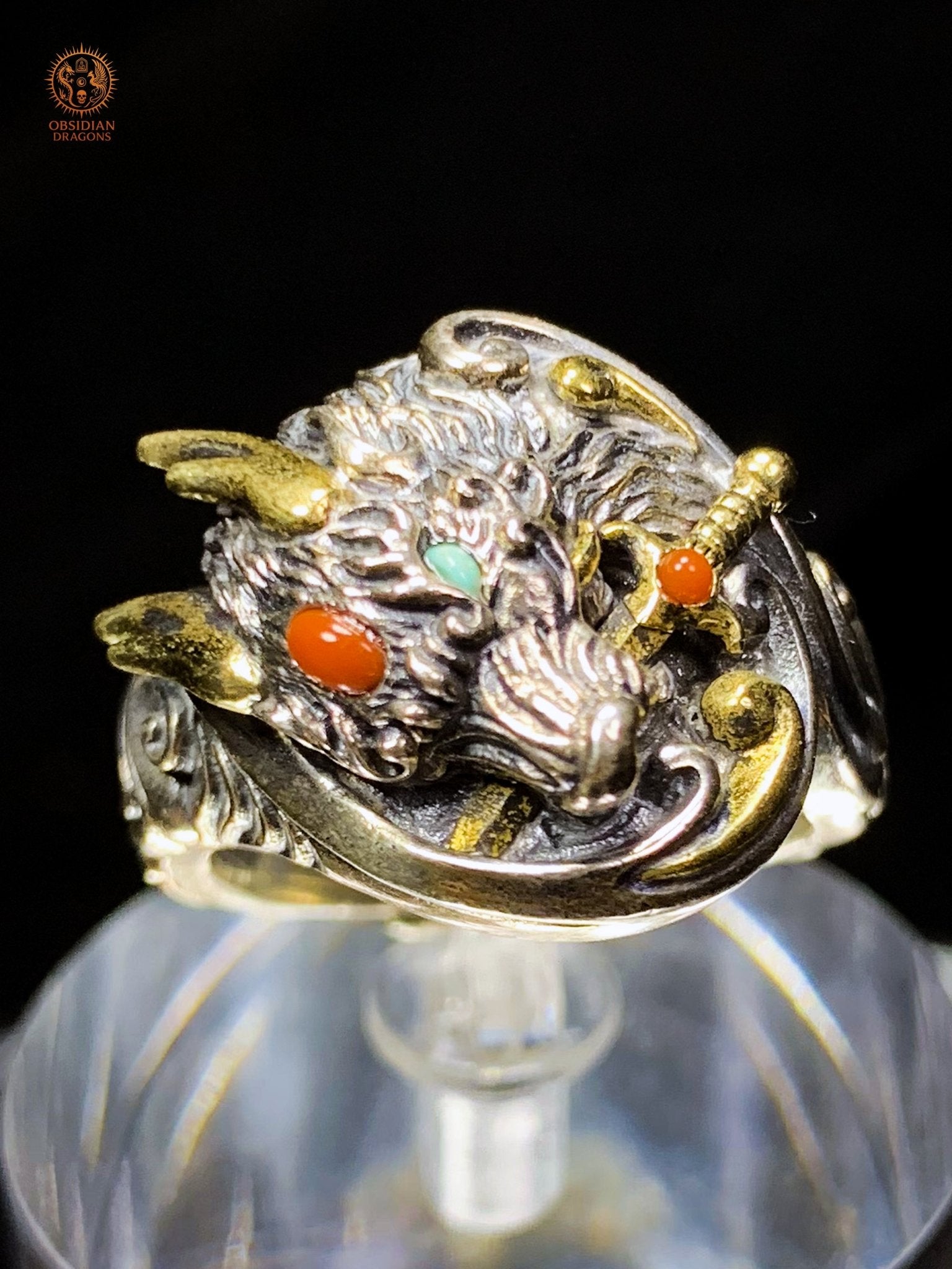 Bague Dragon - Yazi - argent 925 - Protection Feng Shui | obsidian dragons