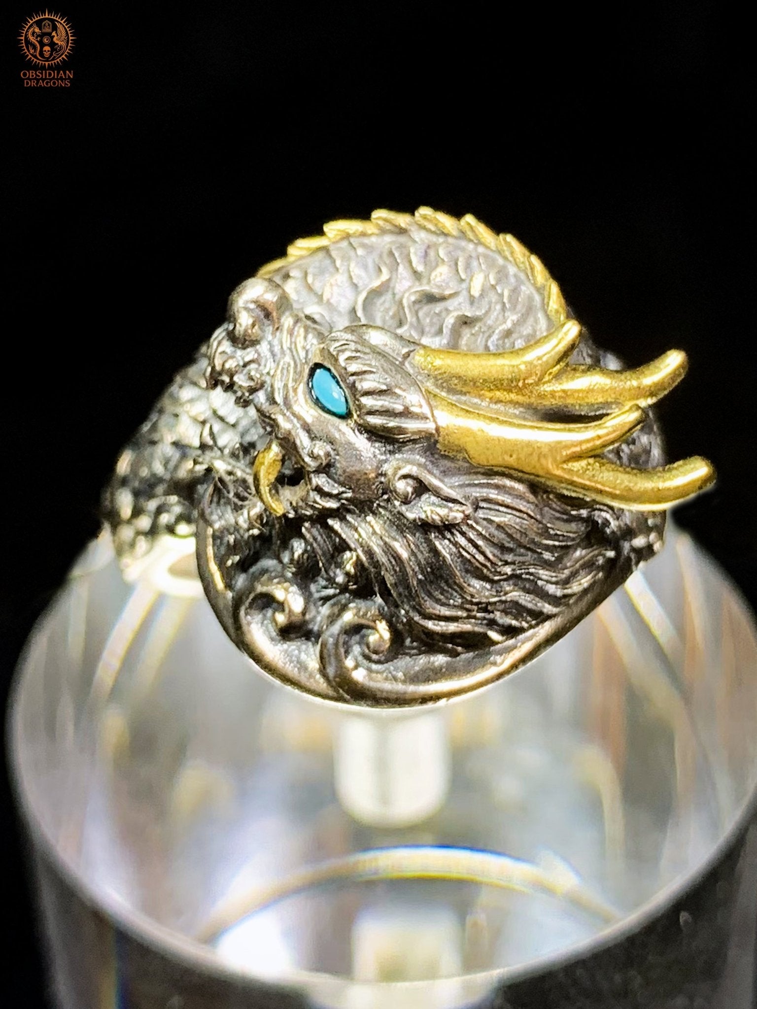 Bague Dragon - pulao - argent 925 - Protection Feng Shui | obsidian dragons